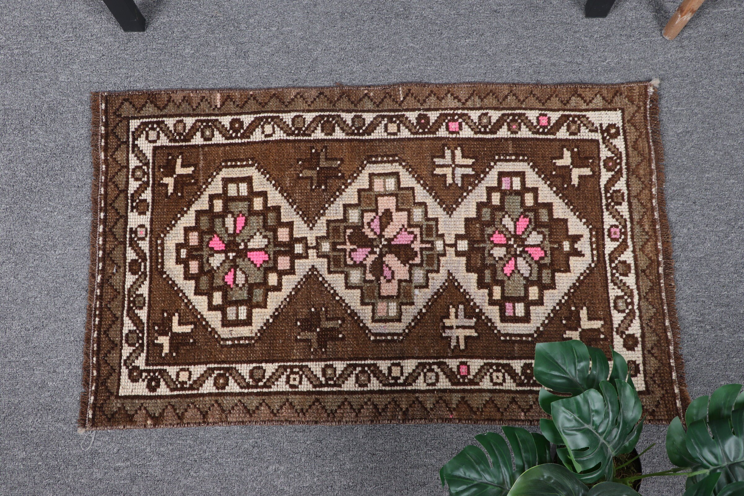 Brown Bedroom Rugs, 1.5x2.6 ft Small Rug, Bedroom Rug, Nursery Rug, Bath Rug, Vintage Rugs, Turkish Rugs, Rugs for Nursery