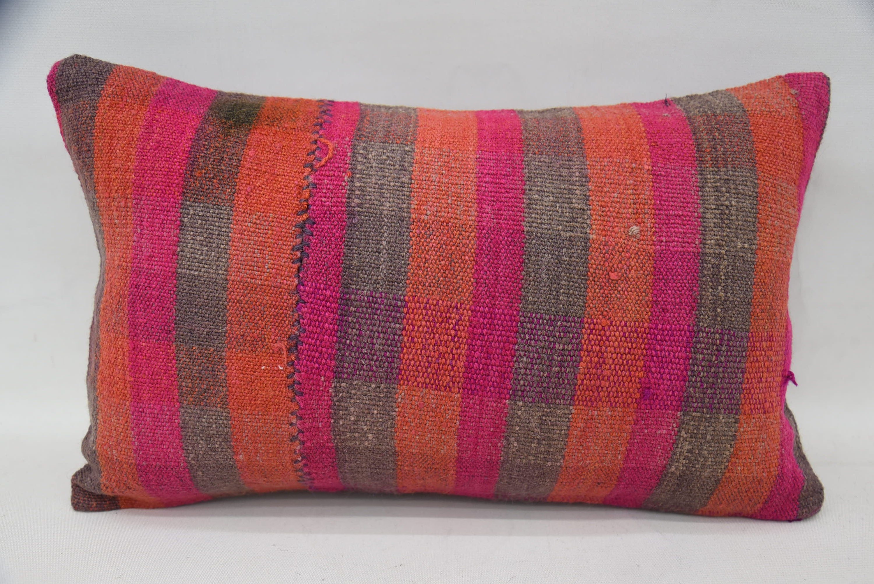 12"x20" Orange Pillow Cover, Pastel Cushion Case, Interior Designer Pillow, Boho Pillow, Vintage Kilim Throw Pillow