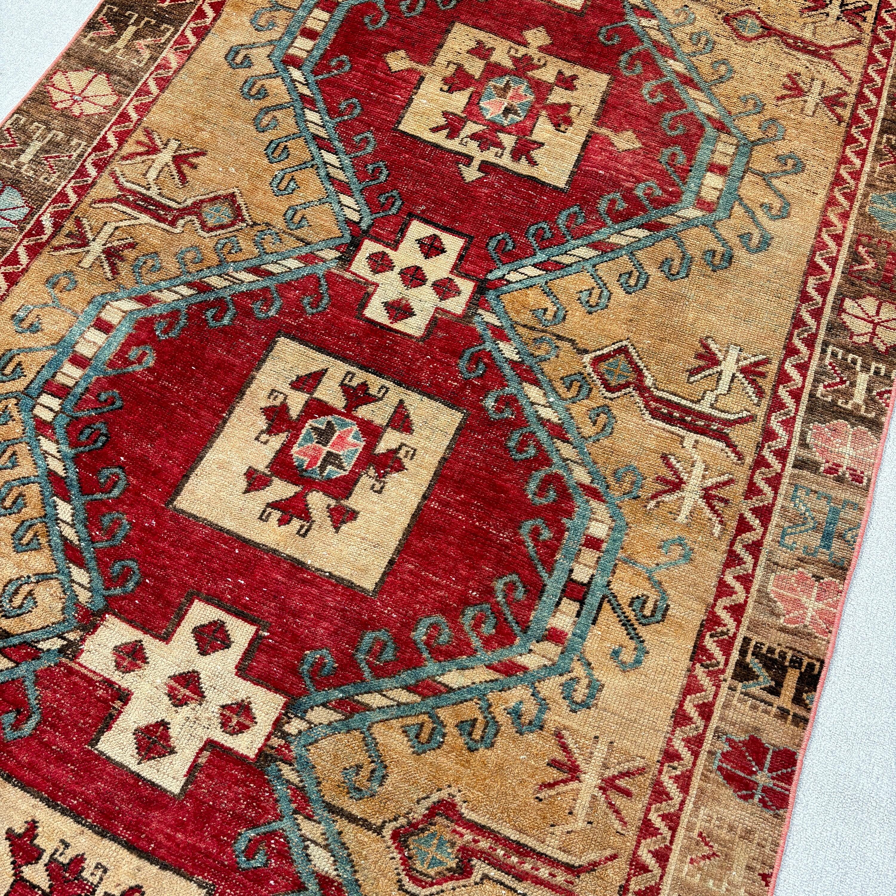 Vintage Rugs, 4.4x9.6 ft Large Rug, Large Vintage Rug, Boho Rug, Turkish Rug, Kitchen Rugs, Living Room Rug, Floor Rugs, Red Bedroom Rug