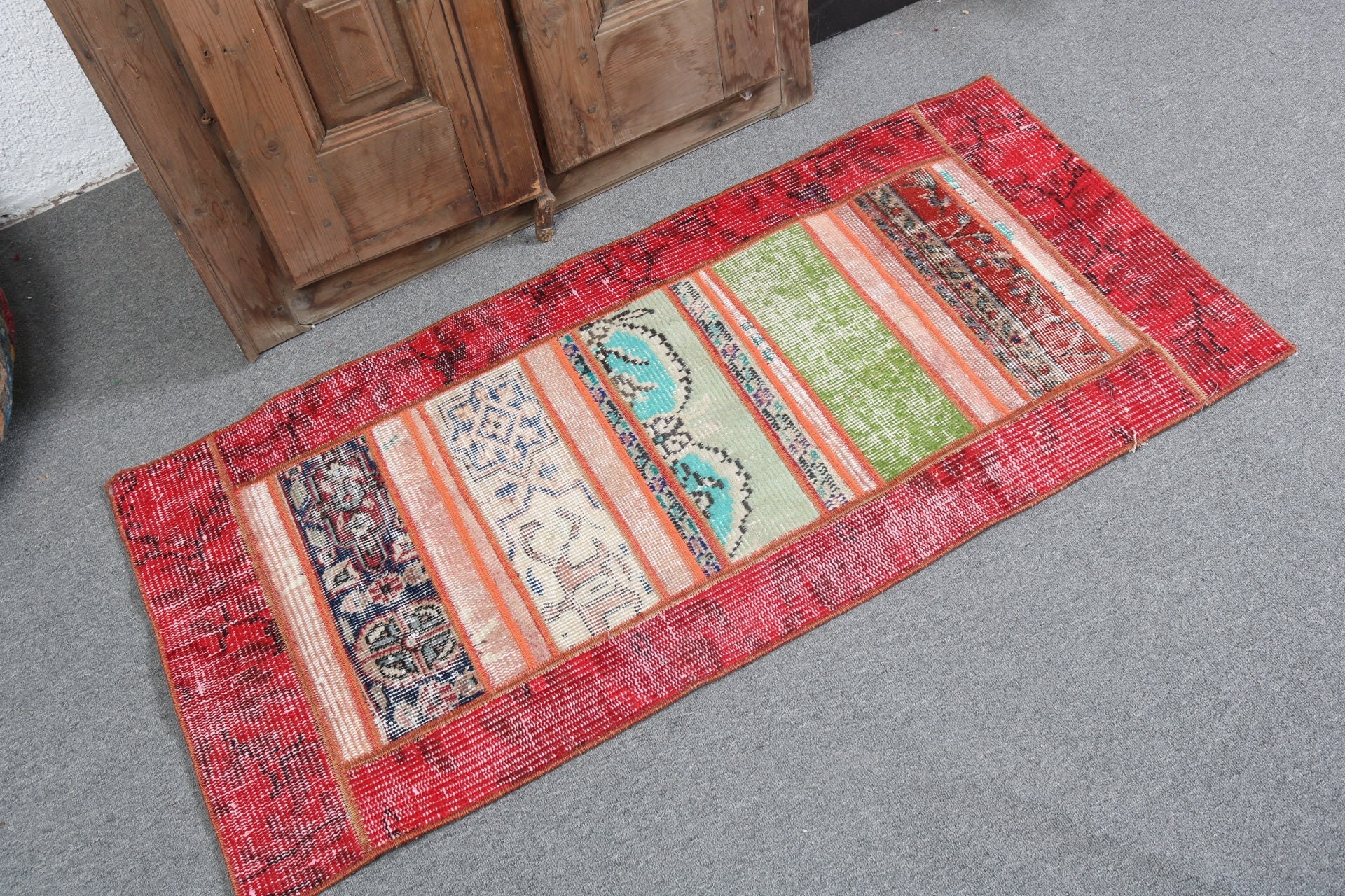 Cute Bath Mat Rugs, Bedroom Rug, Turkish Rugs, Red Oriental Rug, 2x4.3 ft Small Rugs, Home Decor Rug, Vintage Rugs, Oushak Rug, Entry Rugs