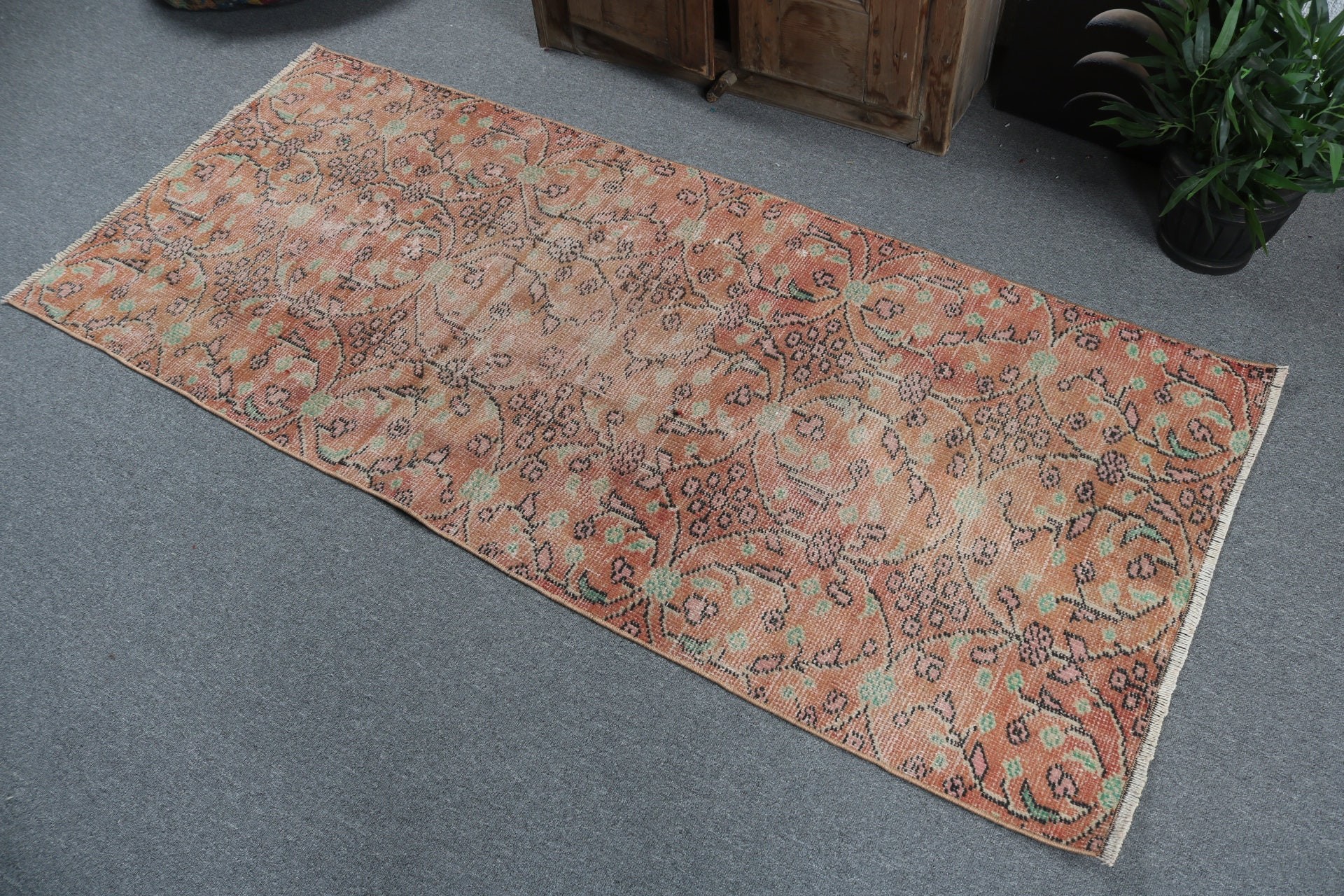 Vintage Halılar, Dekoratif Halılar, Türk Halıları, Anadolu Halıları, Turuncu Oryantal Halılar, Geometrik Halılar, 2,7x6,3 ft Vurgulu Halılar, Çocuk Halıları