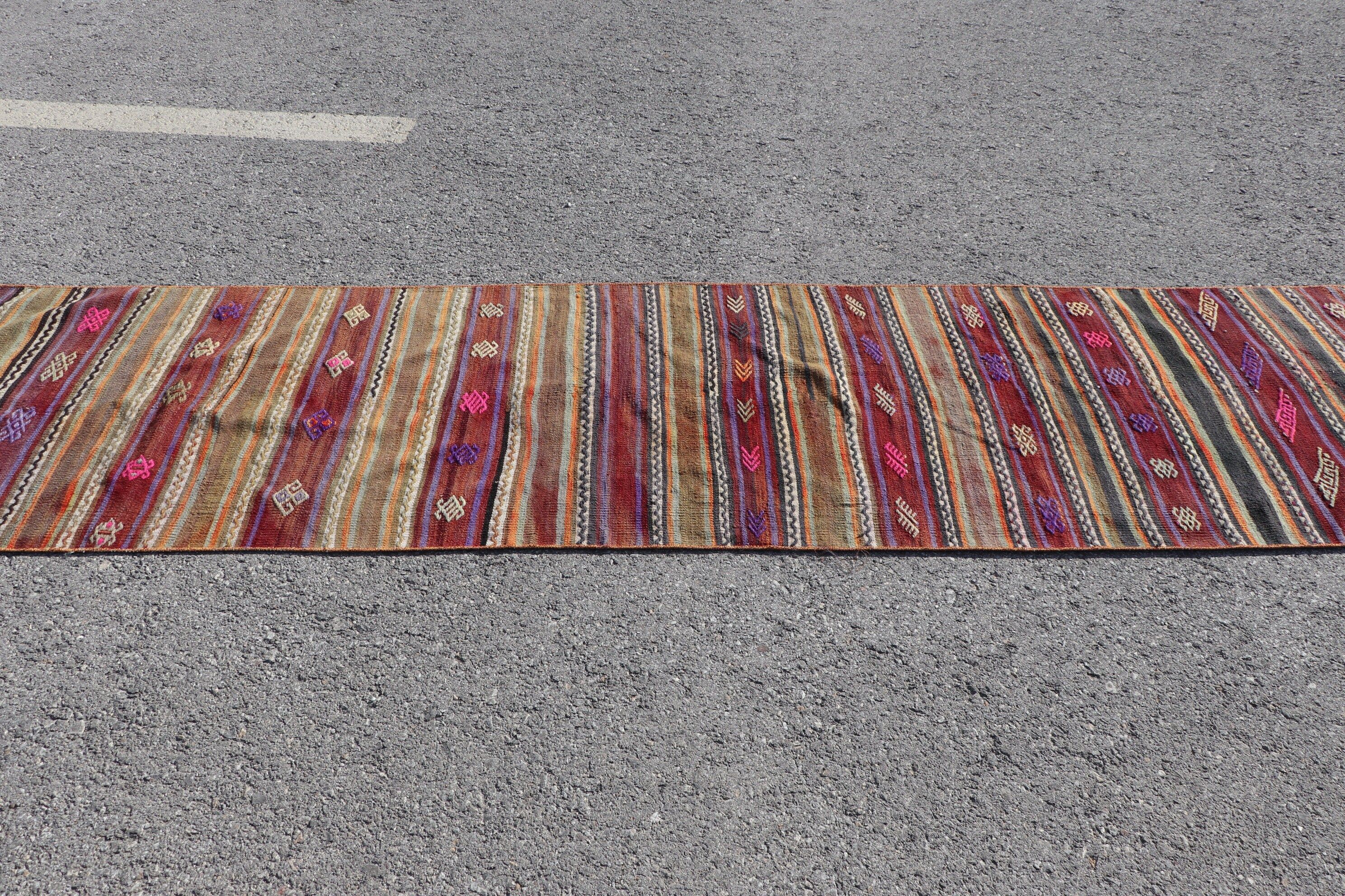 Home Decor Rugs, Hallway Rug, 2.3x10.6 ft Runner Rug, Cute Rug, Brown Cool Rug, Kilim, Bedroom Rugs, Vintage Rug, Corridor Rug, Turkish Rug