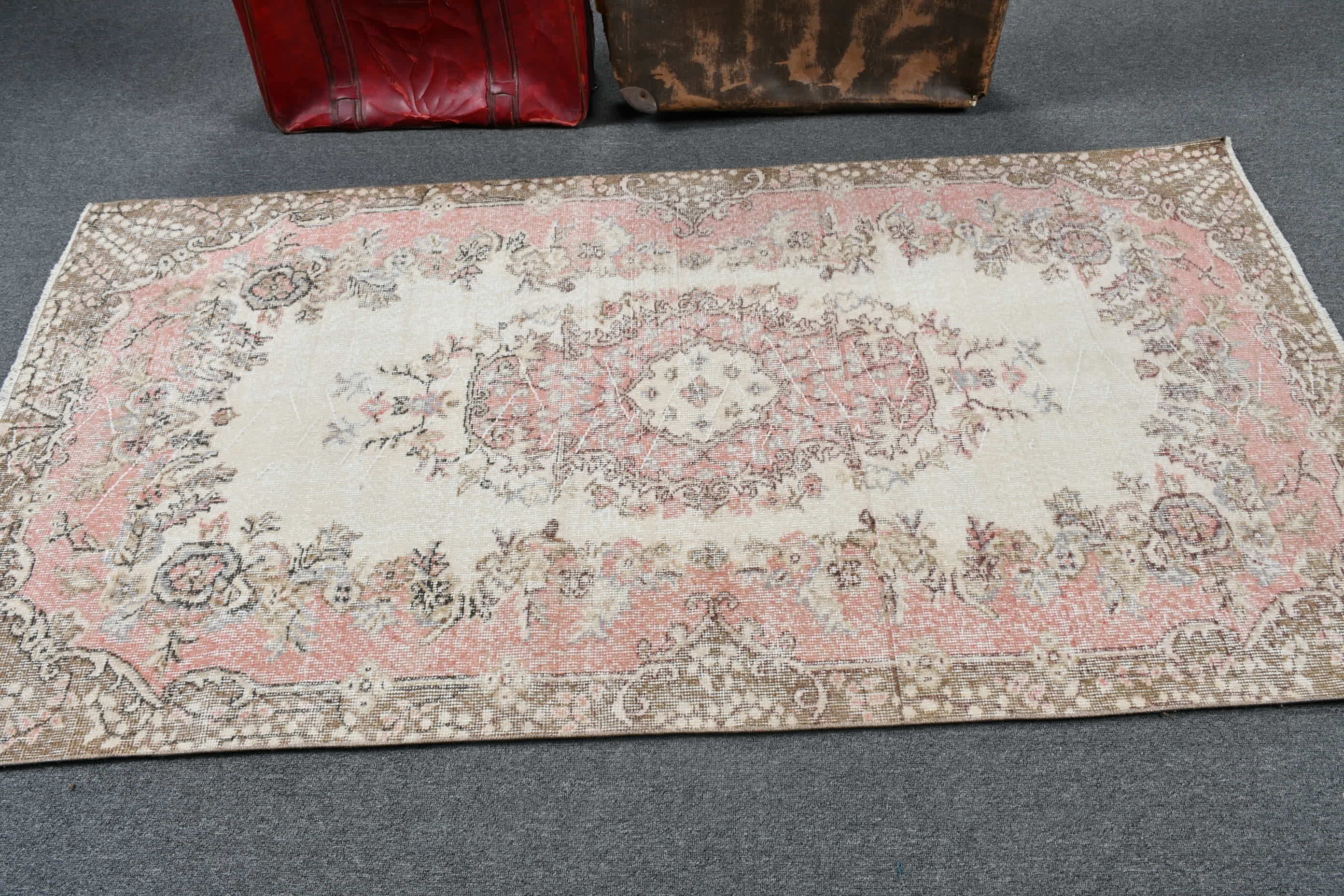 Indoor Rug, 3.6x7 ft Area Rugs, Rugs for Floor, Turkish Rug, Dining Room Rug, Kitchen Rugs, Beige Kitchen Rug, Vintage Rug, Oriental Rug