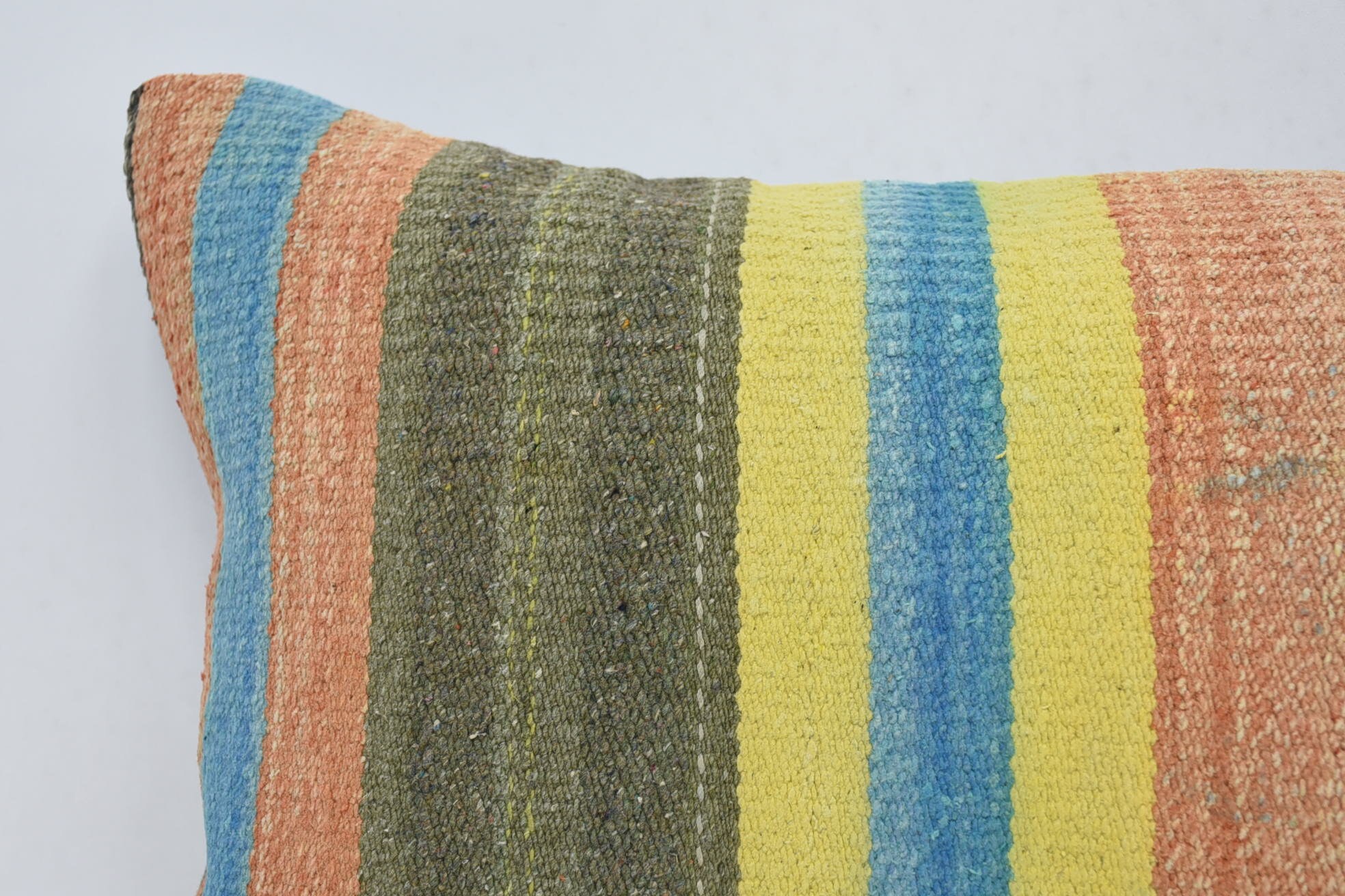 16"x24" Yellow Pillow Sham, Retro Pillow Sham, Handmade Rug Seat Pillow, Turkish Pillow, Interior Designer Pillow, Kilim Cushion Sham