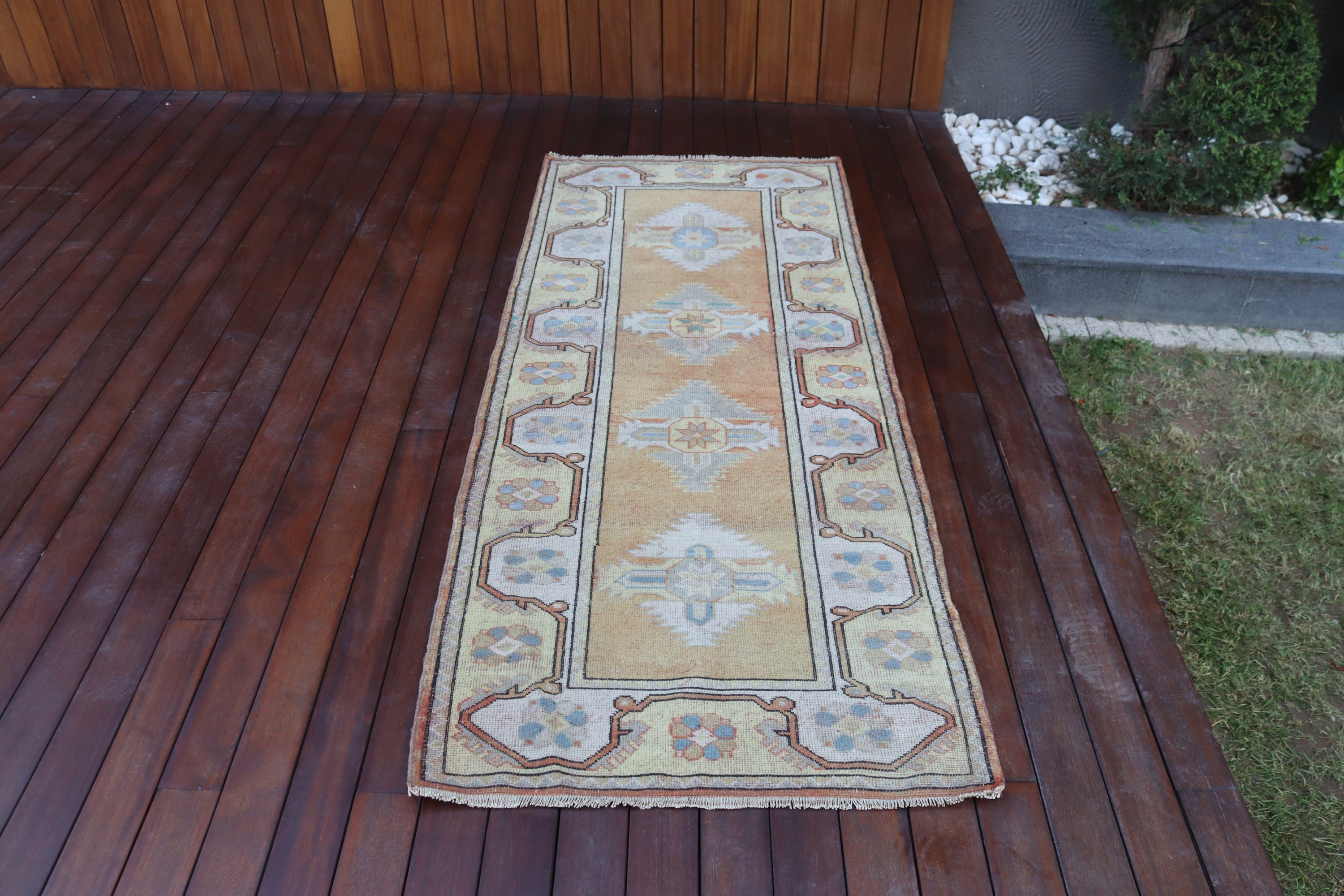 Vintage Halılar, Nötr Halılar, Turuncu Açıklamalı Halı, 2,7x6,5 ft Vurgulu Halılar, Boho Vurgulu Halılar, Türk Halıları, Düz Dokuma Halı, Çocuk Halısı