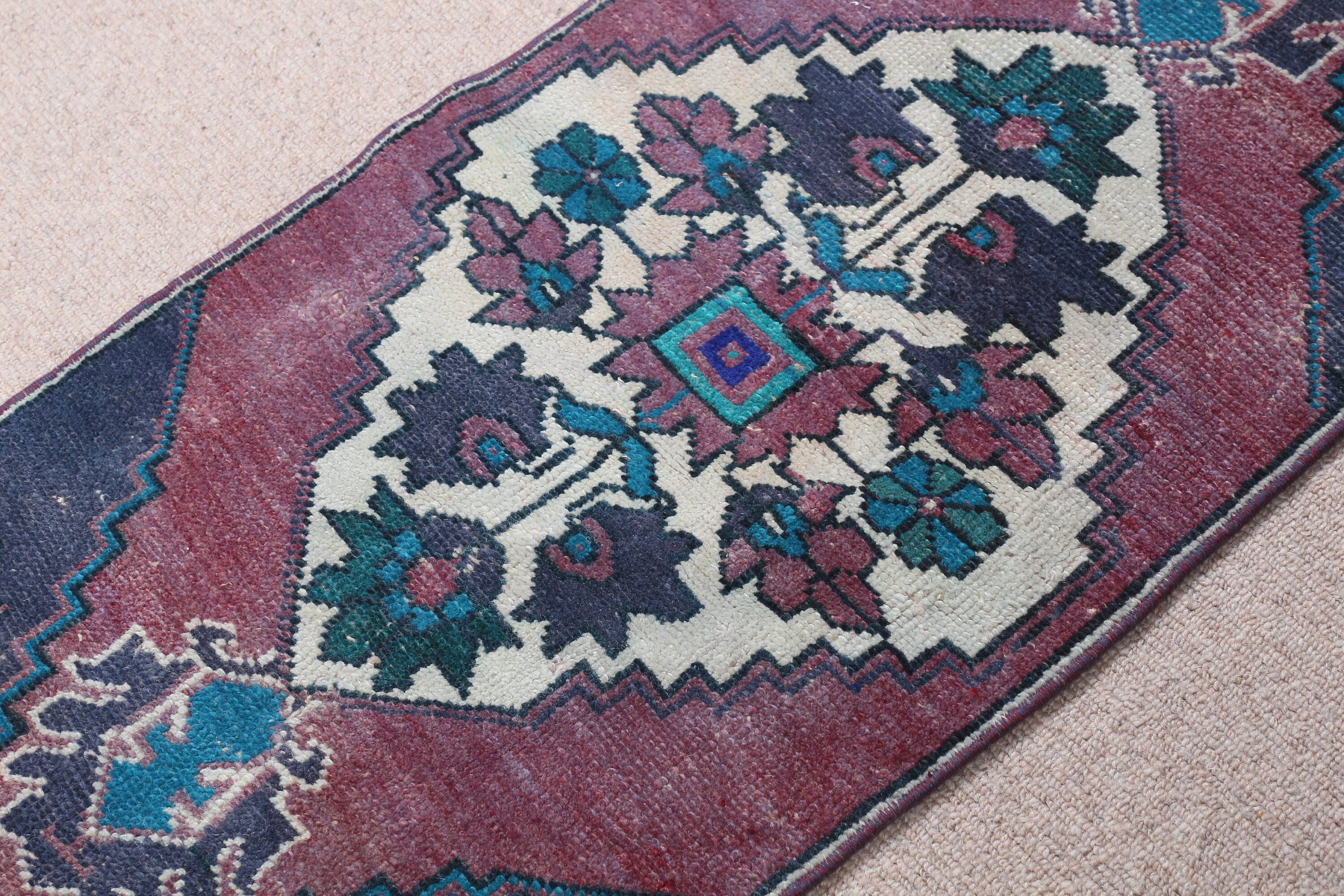 Rugs for Door Mat, Turkish Rug, Blue Wool Rug, 1.5x3 ft Small Rug, Car Mat Rug, Anatolian Rug, Vintage Rug, Bathroom Rug, Oriental Rug