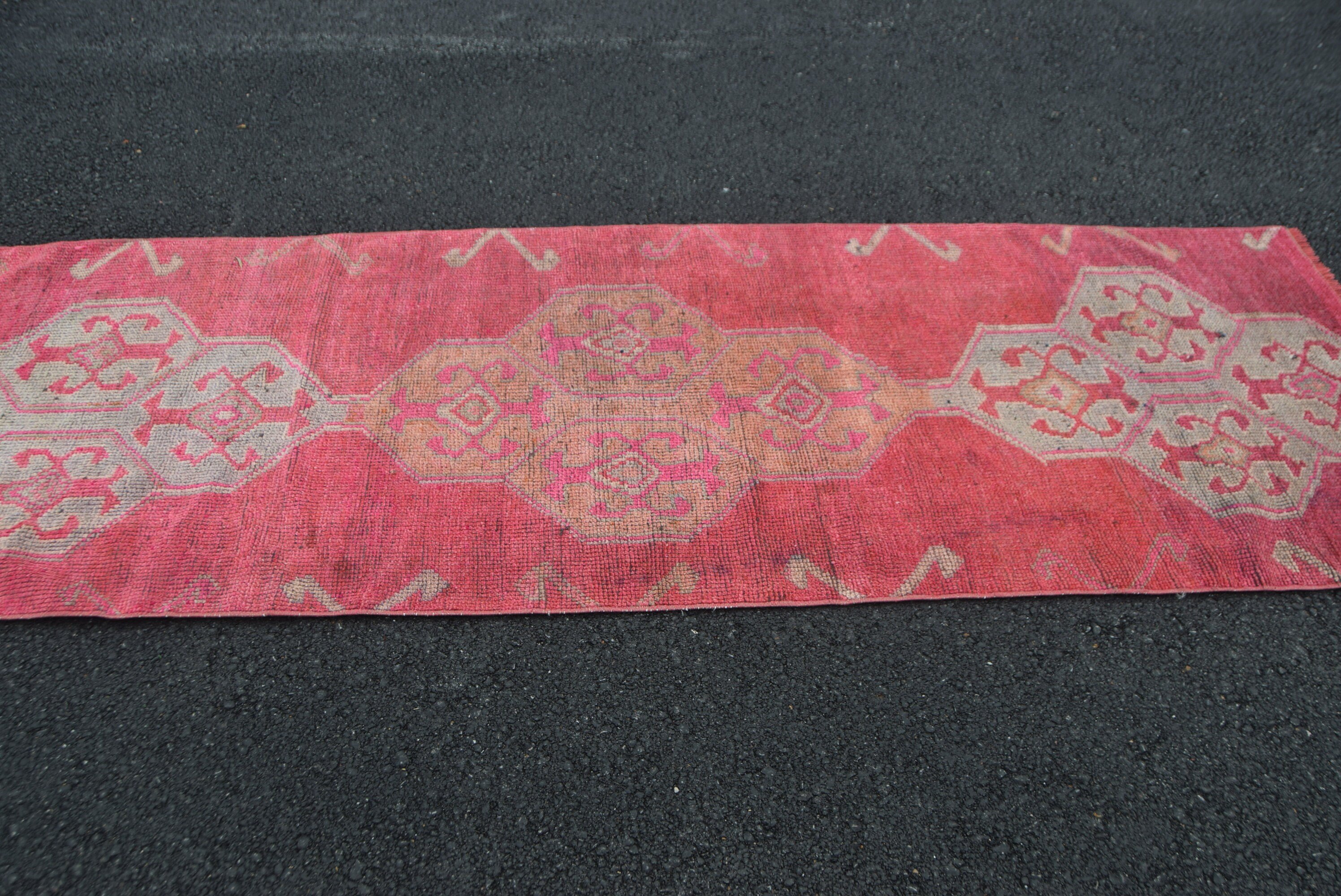 Rugs for Hallway, Pink Floor Rug, Corridor Rug, Vintage Rug, Hallway Rug, Floor Rug, Moroccan Rug, 3.2x9.3 ft Runner Rugs, Turkish Rug