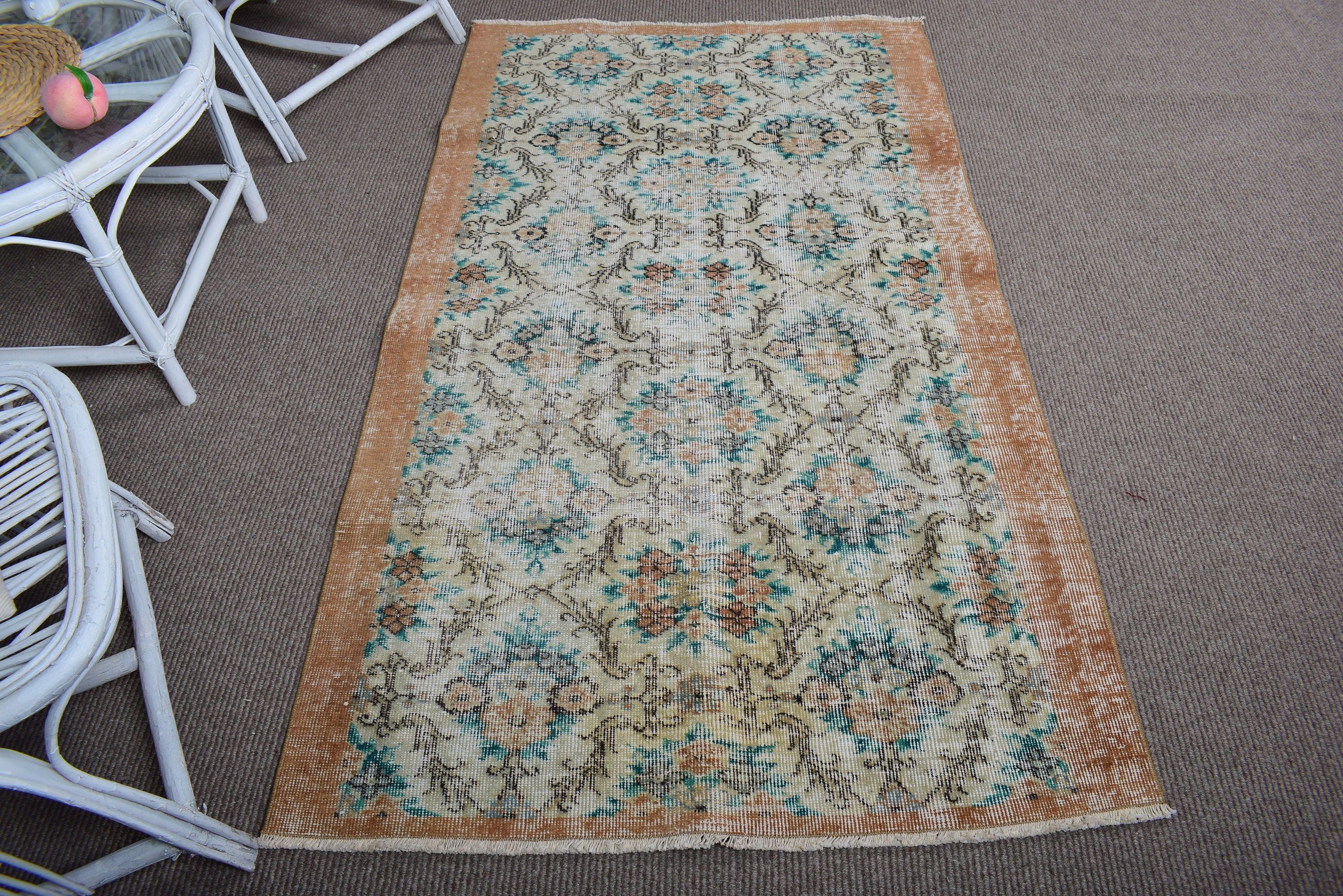 Floor Rug, 3.5x6.2 ft Accent Rugs, Vintage Rug, Bedroom Rugs, Neutral Rug, Turkish Rug, Vintage Accent Rug, Beige Luxury Rug