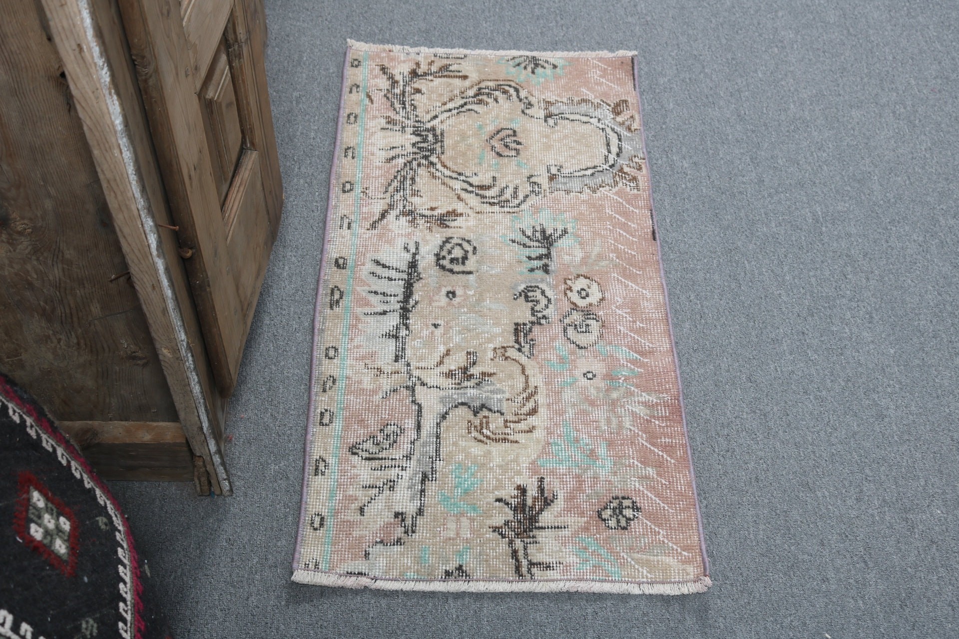 Car Mat Rug, 1.6x3.2 ft Small Rug, Small Vintage Rug, Aztec Rugs, Kitchen Rugs, Vintage Rug, Beige Wool Rug, Oriental Rugs, Turkish Rug