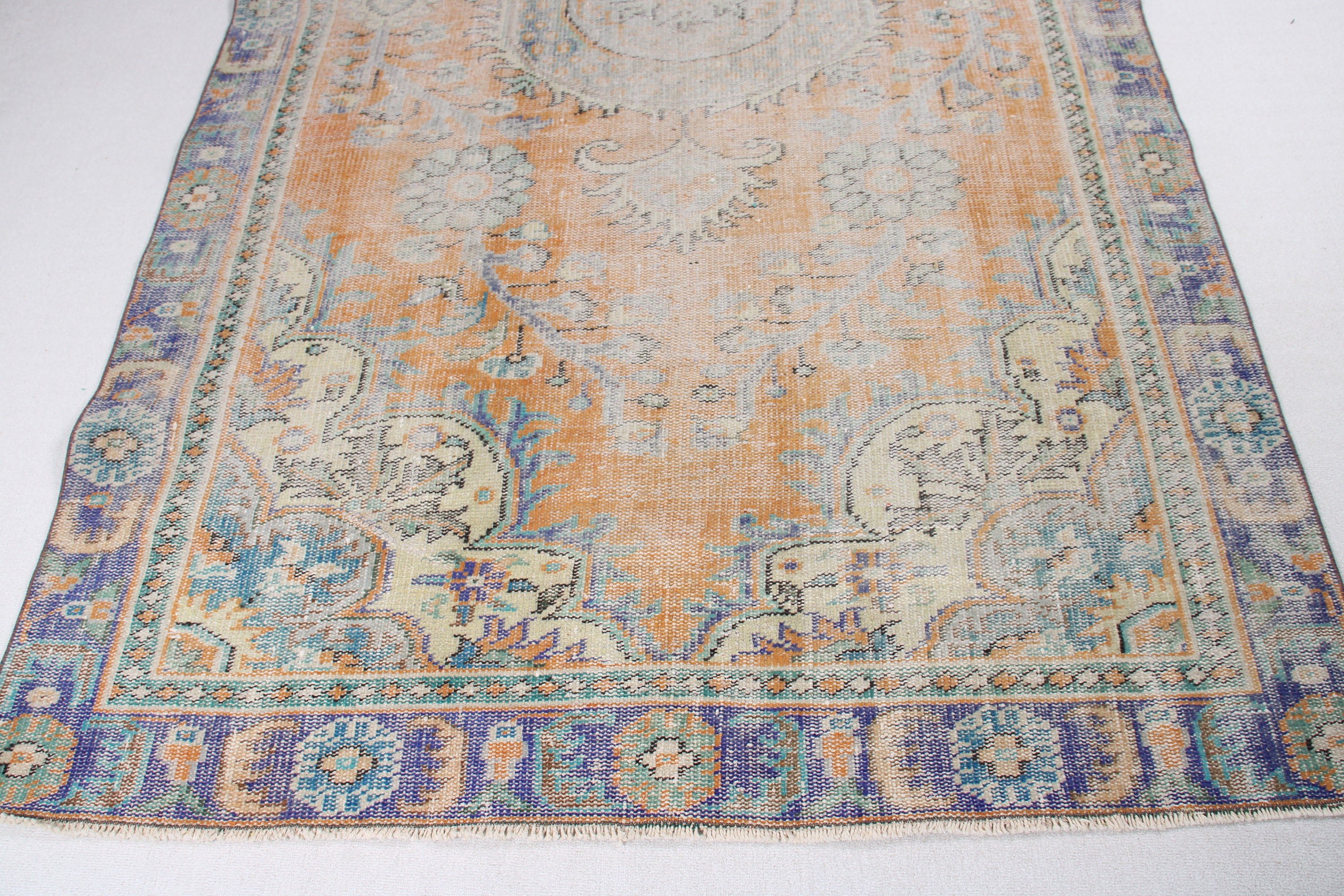 Vintage Halı, Türk Halıları, Lüks Halılar, 5,4x9,3 ft Büyük Halı, El Dokuma Halı, Büyük Oushak Halı, Salon Halıları, Turuncu Yer Halısı, Ofis Halıları