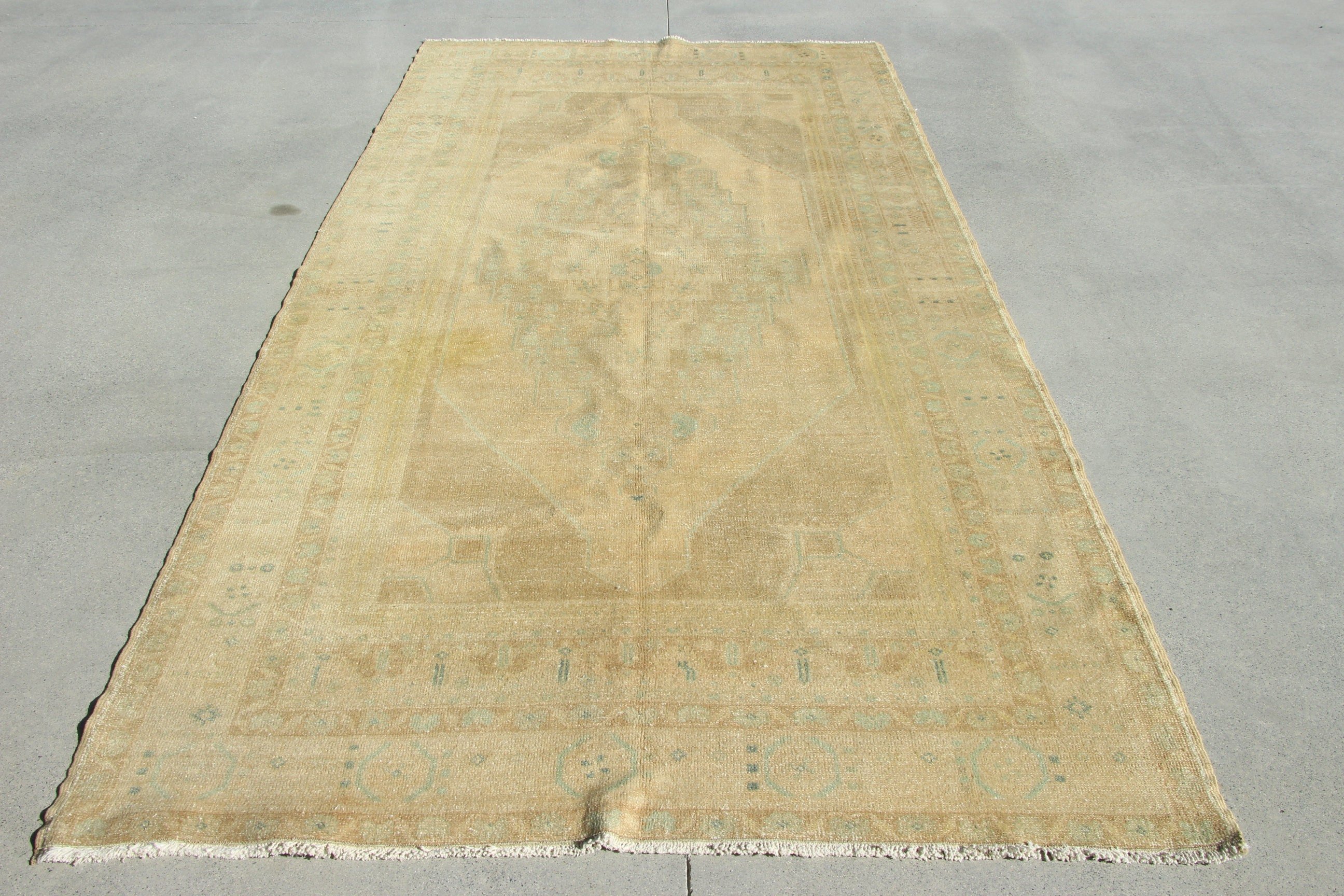 5x9.6 ft Büyük Halı, Yatak Odası Halısı, Türk Halıları, Yatak Odası Halıları, Düz Dokuma Halılar, Yeşil Oryantal Halılar, Kilim, Büyük Boho Halısı, Vintage Halılar