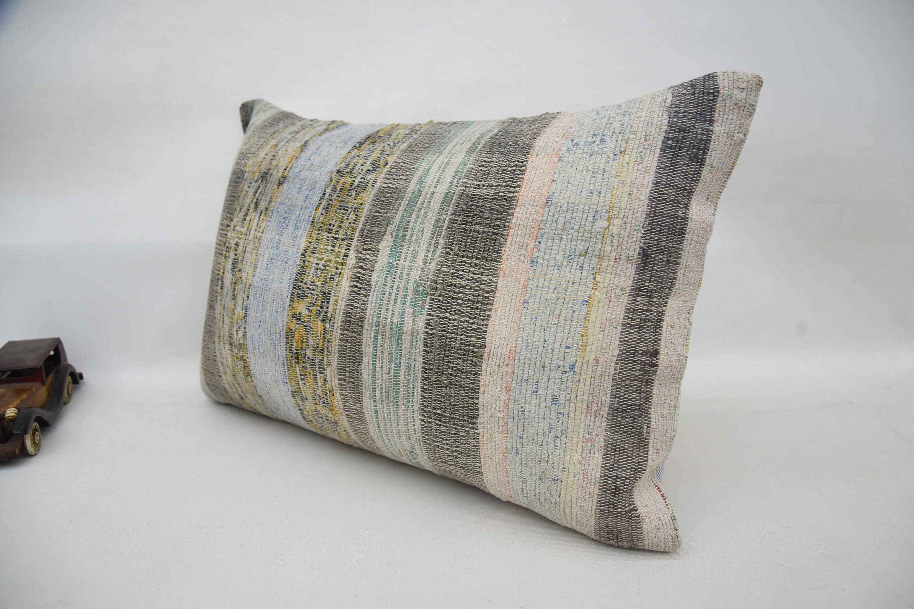 16"x24" Blue Pillow Sham, Ethnical Kilim Rug Pillow, Kilim Cushion Sham, Turkish Pillow, Decorative Bolster Cushion Case