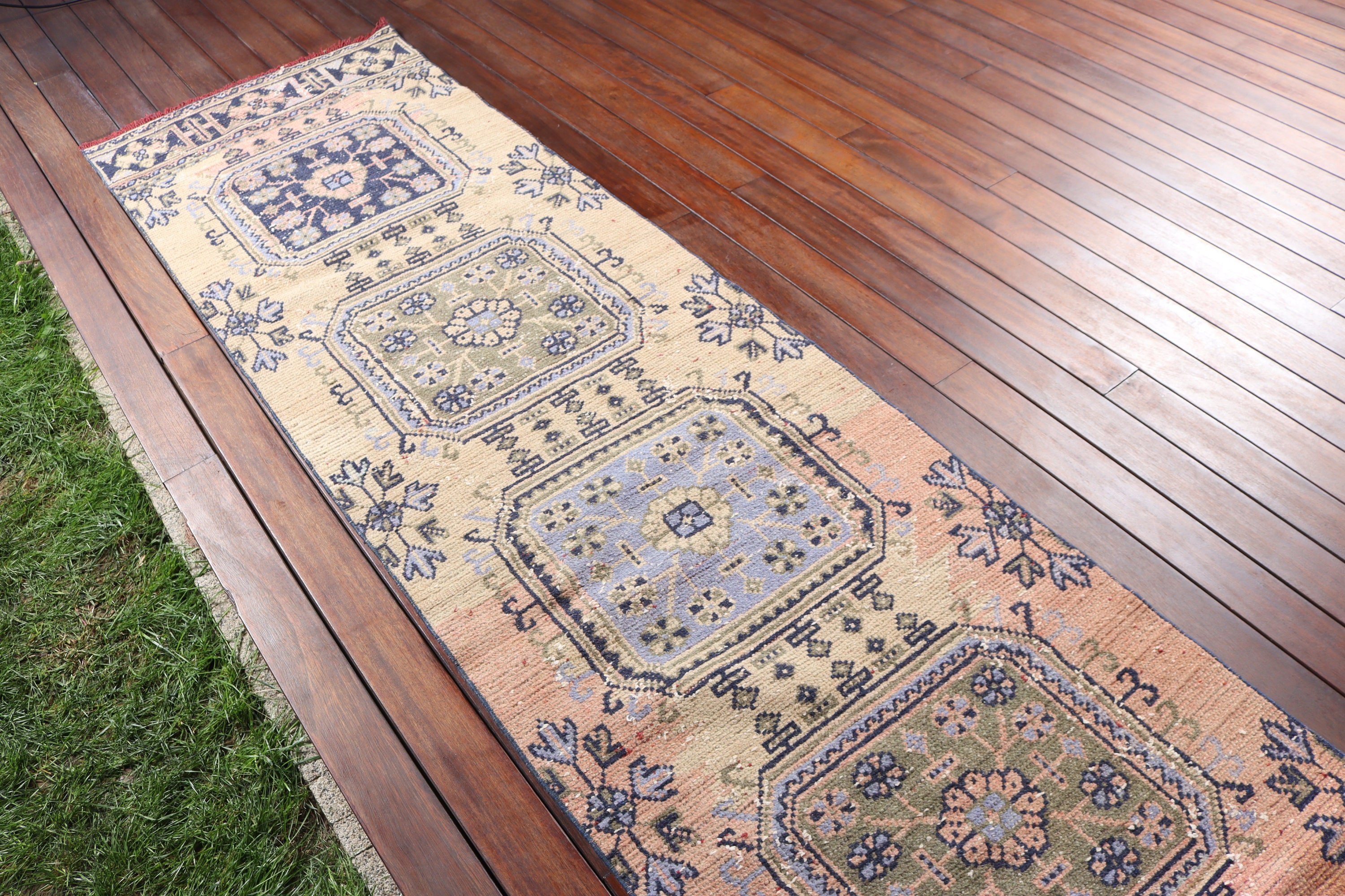 Merdiven Halısı, 2.5x10.8 ft Koşucu Halısı, Vintage Halı, Beni Ourain Koşucu Halısı, Düz Dokuma Halısı, Türk Halıları, Bej Fas Halısı, Boho Halısı