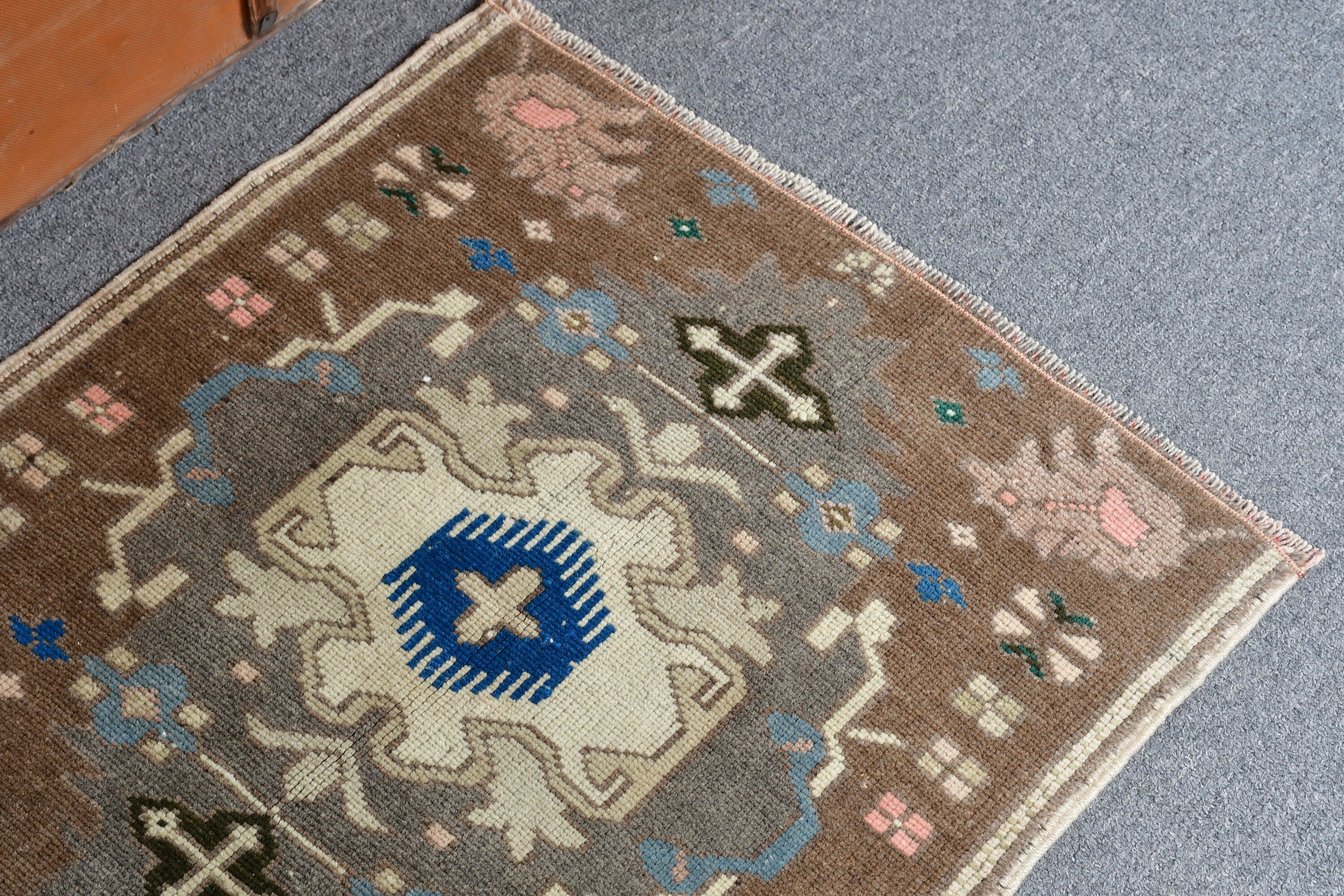 Kitchen Rugs, Bedroom Rug, Rugs for Bath, Entry Rug, 1.9x1.9 ft Small Rugs, Brown Oriental Rug, Turkish Rugs, Anatolian Rug, Vintage Rug