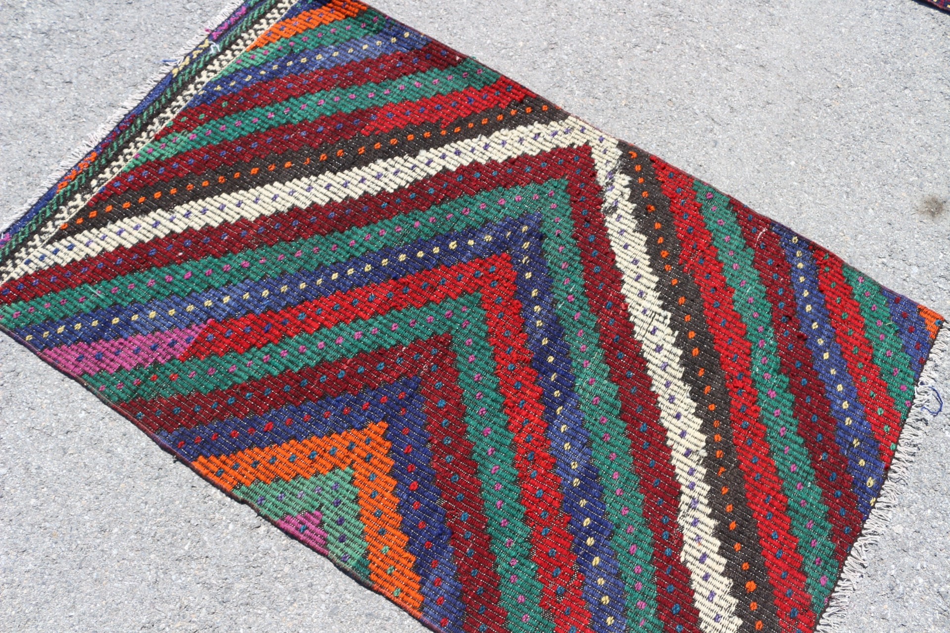 Kilim, Türk Halıları, Yatak Odası Halısı, Vintage Halı, Yün Halısı, Giriş Halısı, 3.1x5 ft Accent Halıları, Yer Halısı, Kırmızı Ev Dekor Halısı, Yatak Odası Halıları