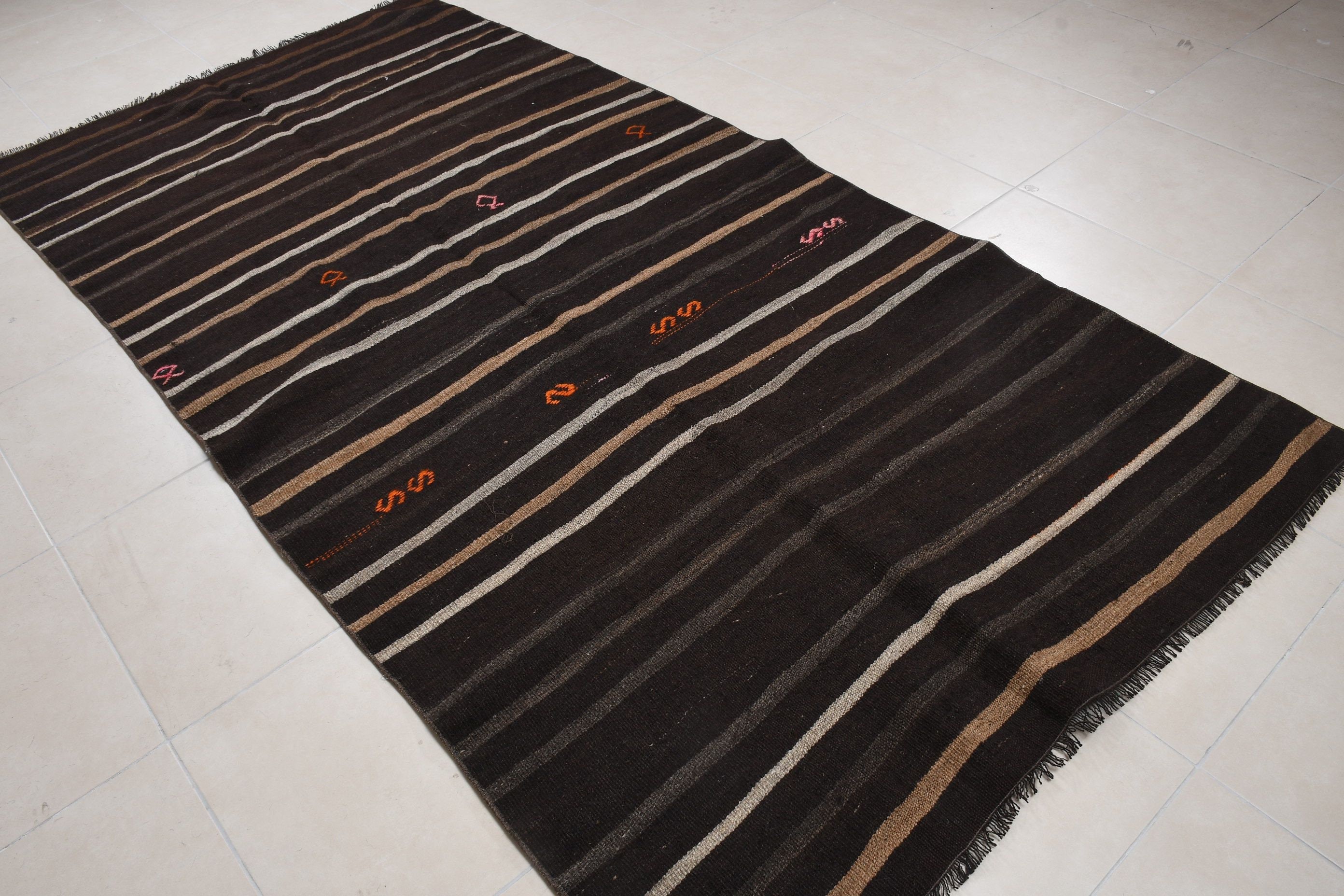 146x290 cm Salon Kilim, Türk Kilim, Antik Kilim, Salon Kilim, Kahverengi Yatak odası Kilim, Salon Kilim, Yatak odası Kilim