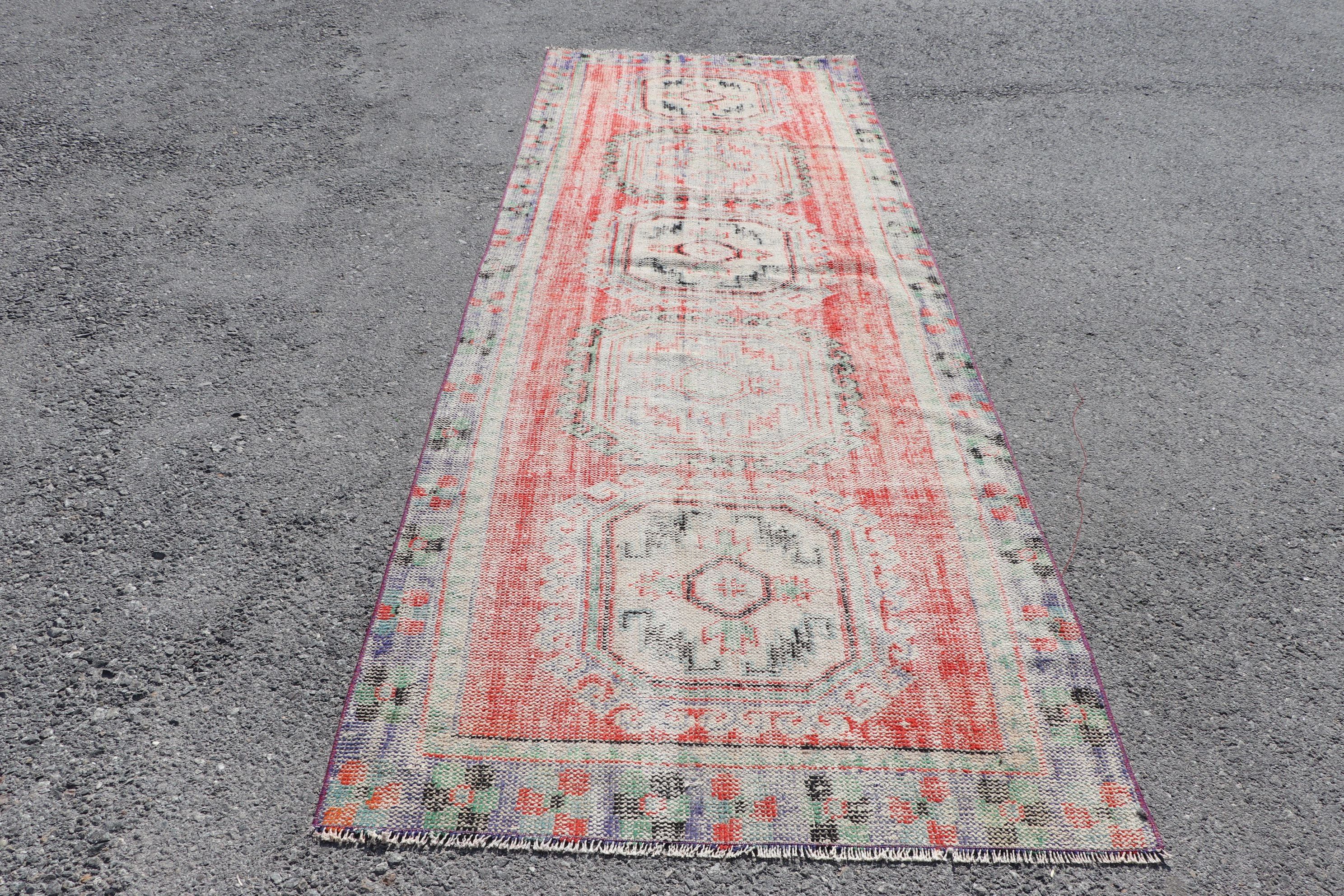 Organic Rug, Vintage Rugs, Rugs for Kitchen, Oriental Rug, Turkish Rugs, Red  4x11.4 ft Runner Rugs, Cool Rug, Kitchen Rug