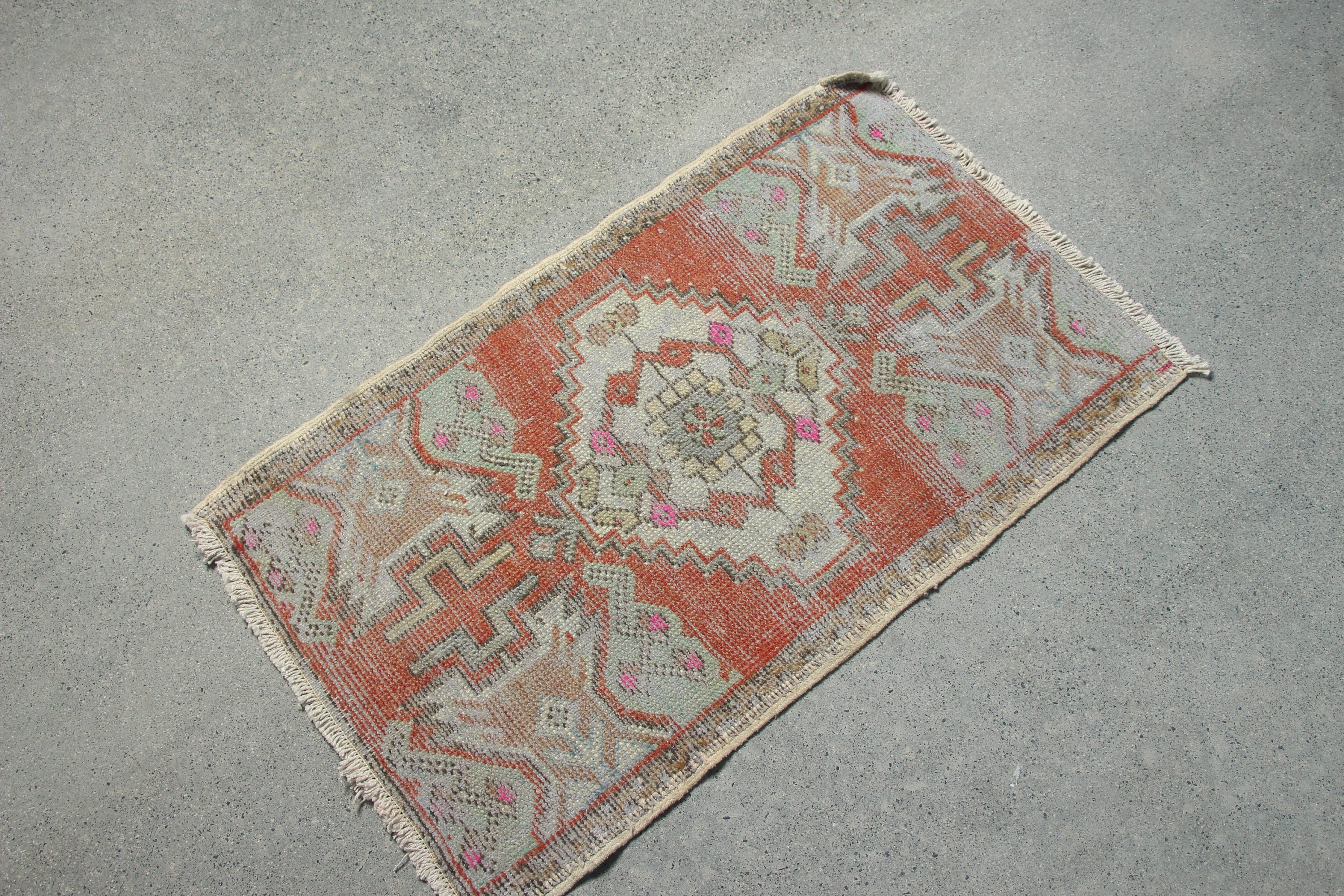 Turkish Rugs, Vintage Rug, Kitchen Rugs, Orange Floor Rug, Door Mat Rug, Floor Rug, 1.7x2.9 ft Small Rug, Rugs for Bedroom, Bedroom Rug