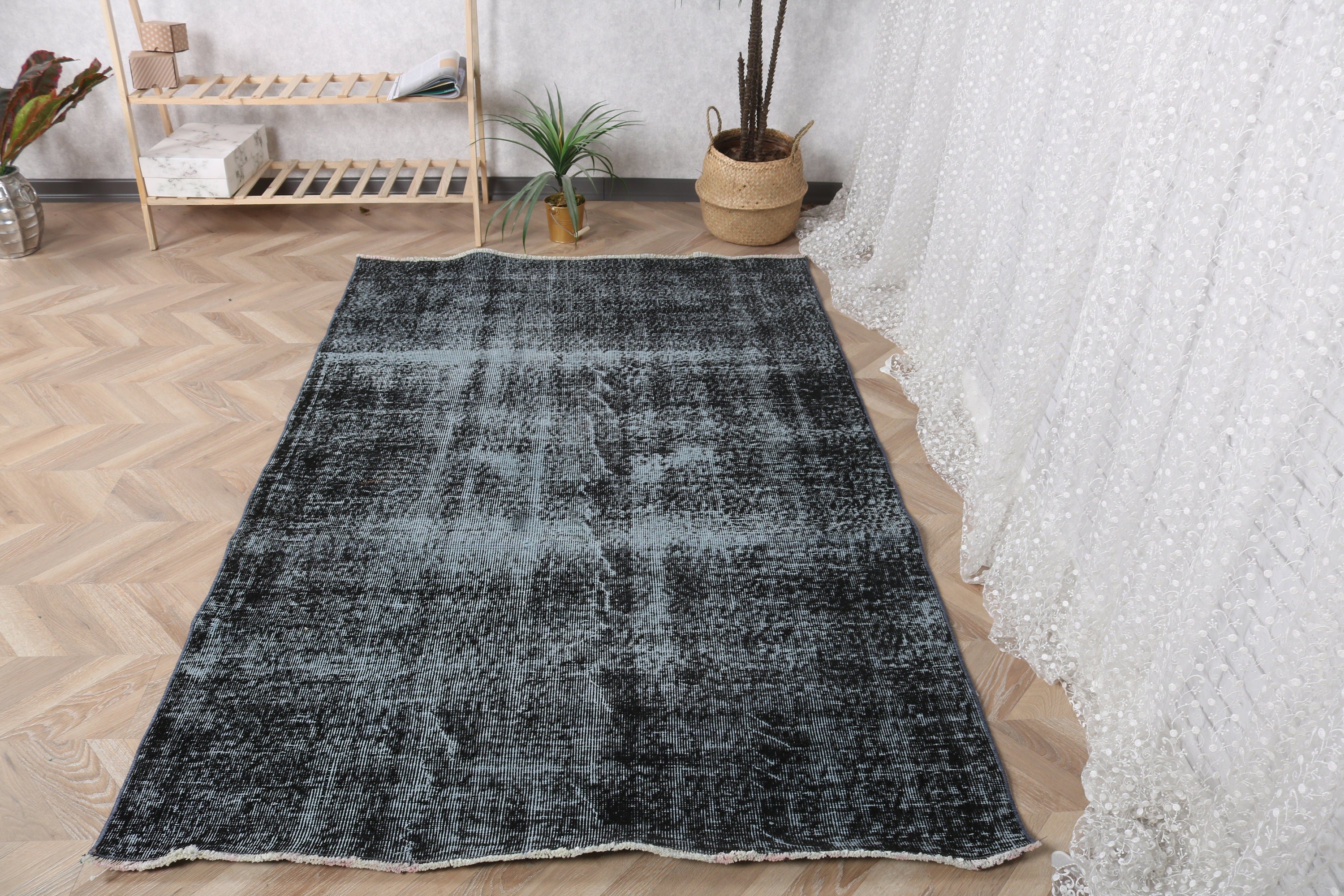 4.4x7 ft Area Rug, Dining Room Rugs, Vintage Rug, Luxury Rugs, Bedroom Rug, Oriental Rugs, Indoor Rugs, Black Moroccan Rugs, Turkish Rug