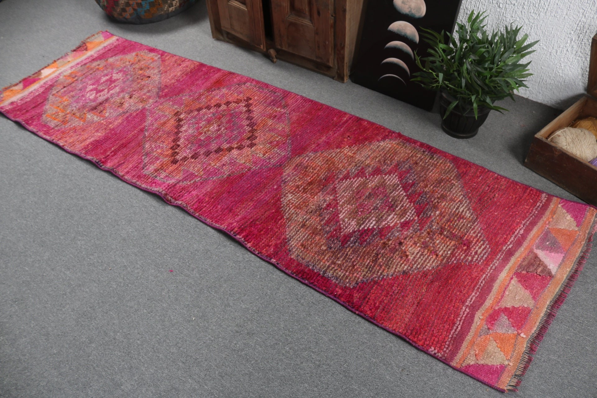 Pink Flatweave Rugs, Rugs for Corridor, Vintage Runner Rugs, Antique Rug, 2.6x8.6 ft Runner Rug, Turkish Rug, Vintage Rugs, Handwoven Rugs