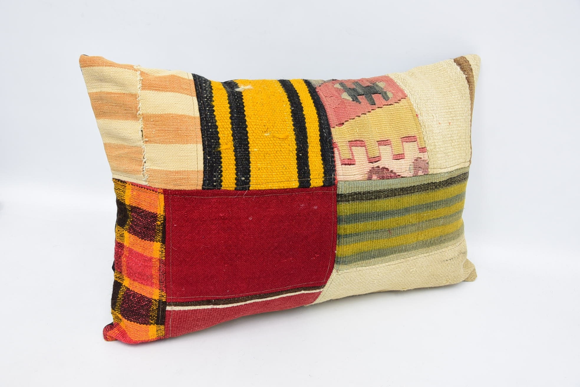 Home Decor Pillow, 16"x24" Red Pillow Sham, Shabby Chic Cushion Case, Kilim Pillow Cover, Rustic Cushion Case, Kilim Cushion Sham