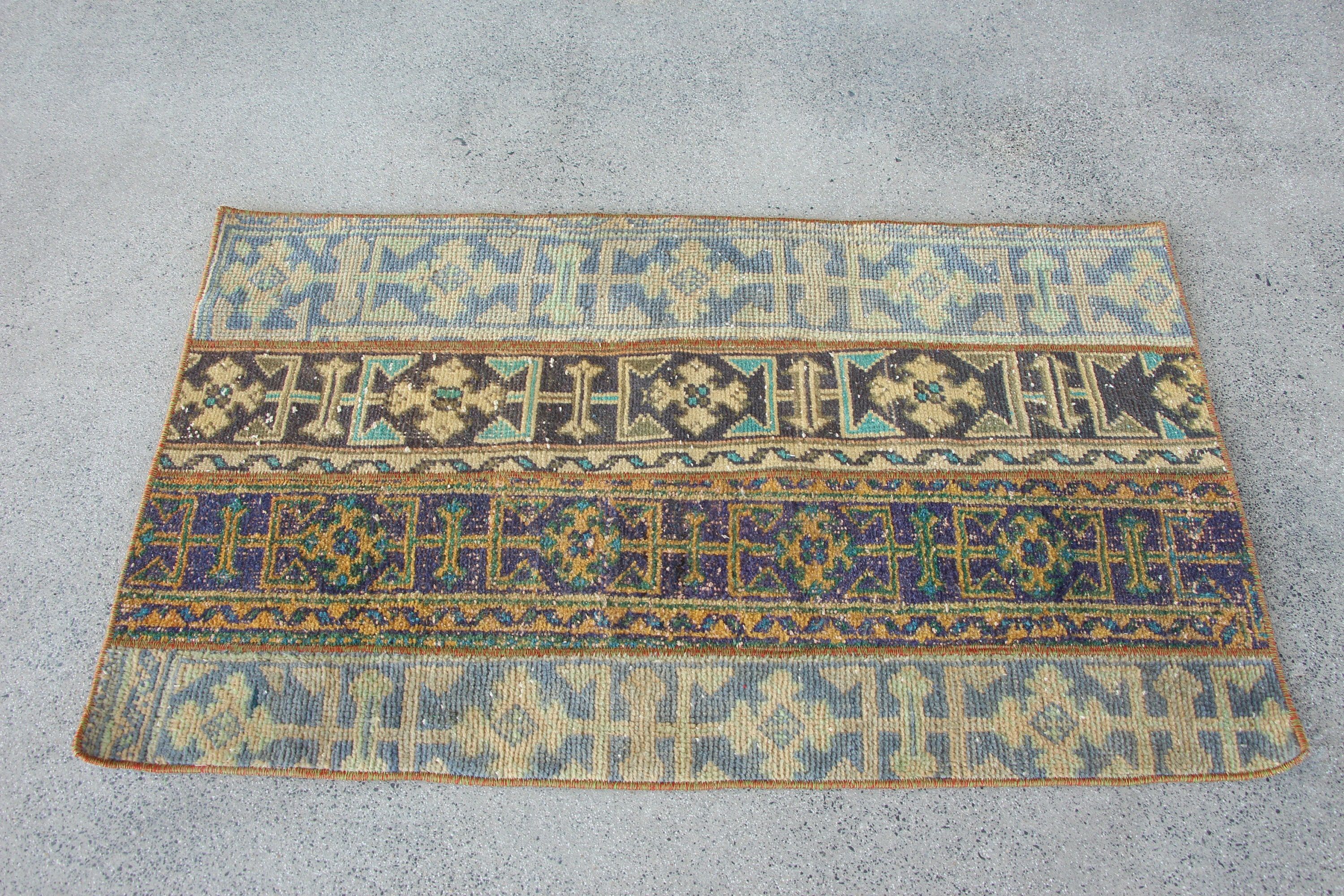 Araba paspası Halı, Paspas Halı, Türk Halı, Mavi Antik Halı, Antik Halı, Mutfak Halı, Banyo Halı, Banyo Halı, 75x128 cm Küçük Halı