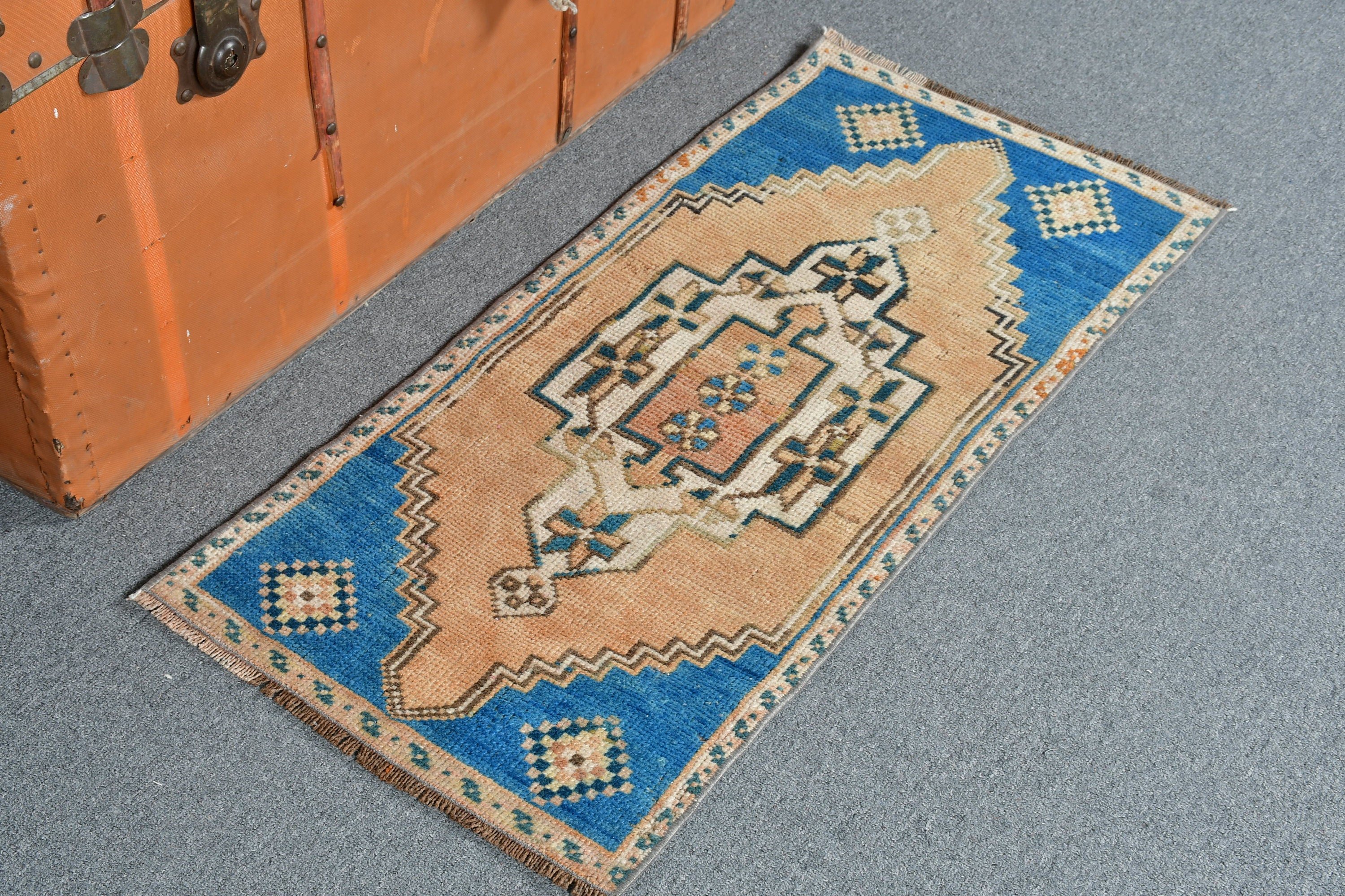 Turkish Rugs, Entry Rug, Rugs for Door Mat, Brown Bedroom Rugs, 1.5x3.3 ft Small Rug, Bedroom Rug, Vintage Rug, Nursery Rug, Kitchen Rug