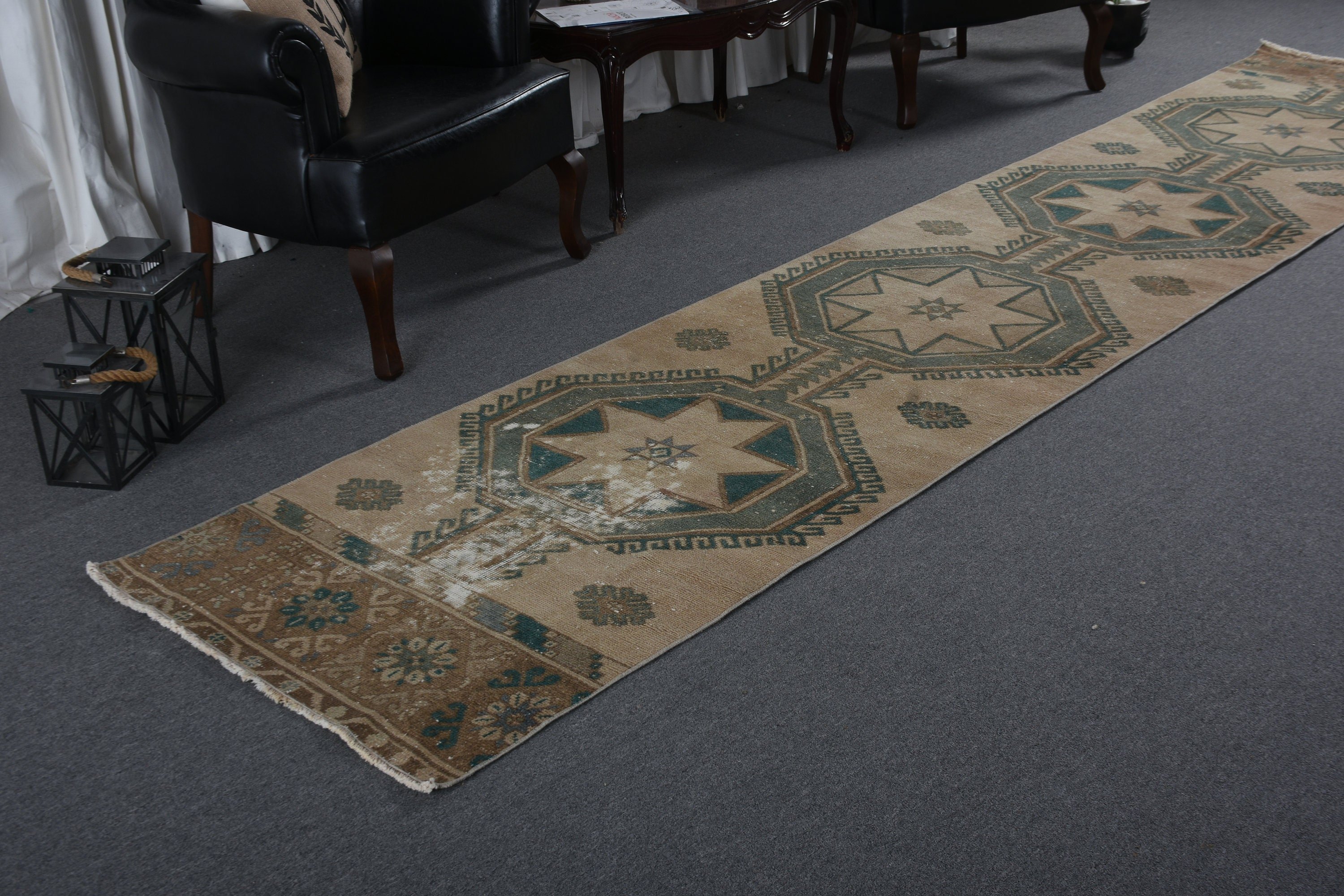 Kahverengi Havalı Halılar, Mutfak Halıları, Sanat Halısı, Koridor Halıları, Eski Halı, Ev Dekorasyonu Halıları, 2,7x13 ft Runner Halısı, Oushak Halısı, Vintage Halılar, Türk Halısı