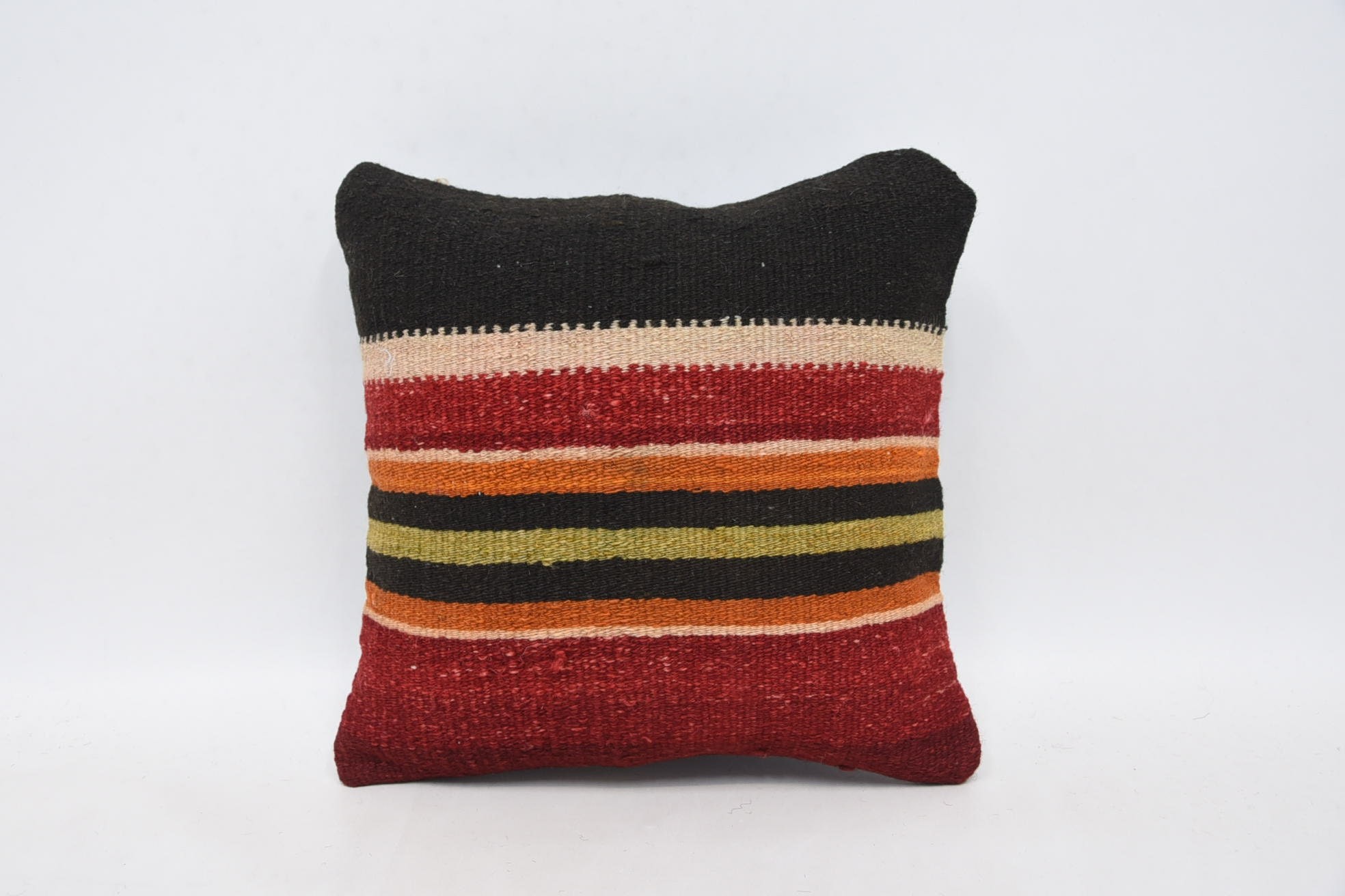 Vintage Pillow, Turkish Pillow, Vintage Pillow Case, Tribal Cushion, 12"x12" Red Cushion Case, Kilim Cushion Sham