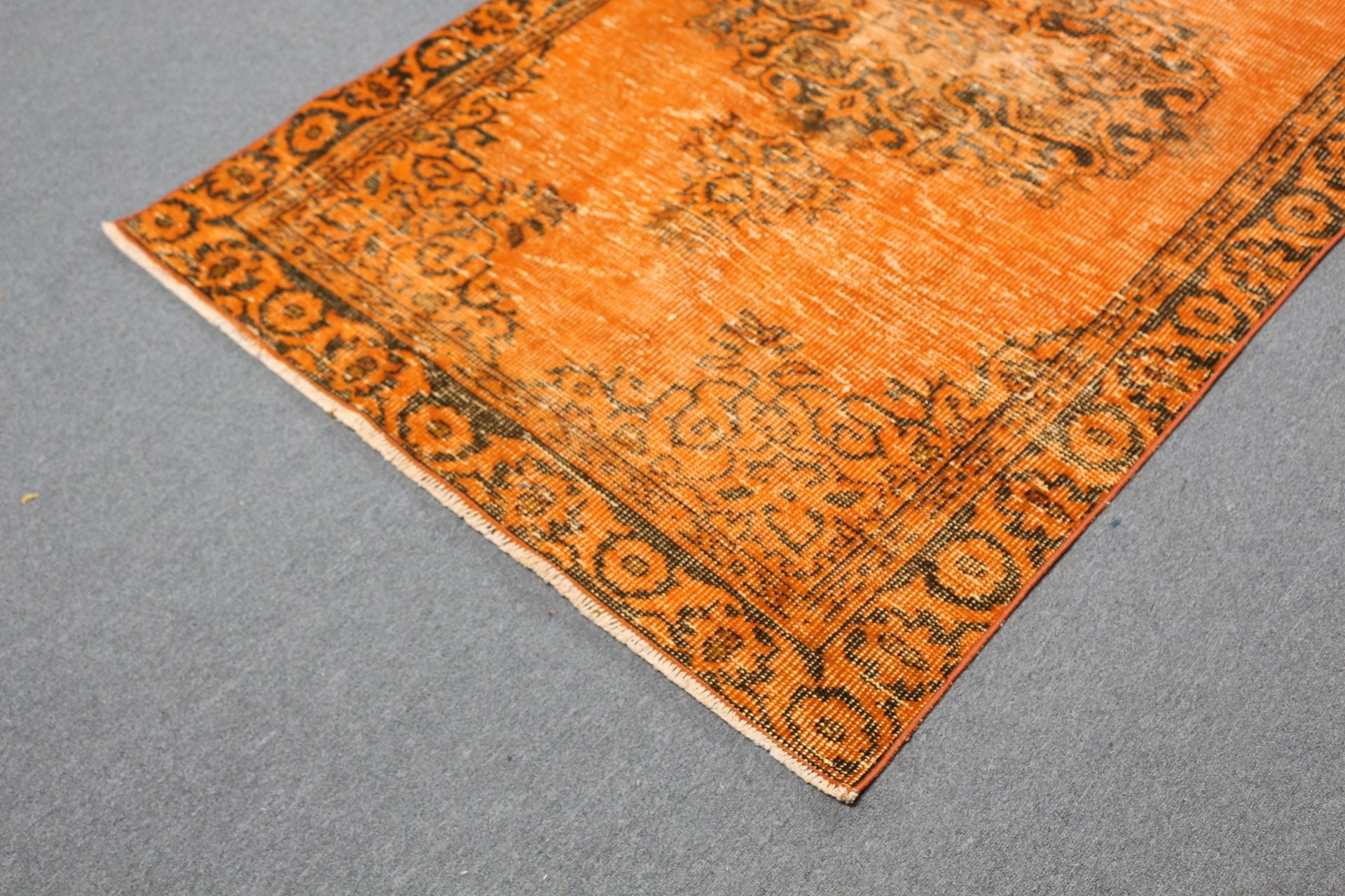 Retro Rug, Vintage Rug, Orange Home Decor Rug, Oushak Rug, Nursery Rug, Home Decor Rugs, Turkish Rug, Entry Rug, 3.7x6.4 ft Accent Rug