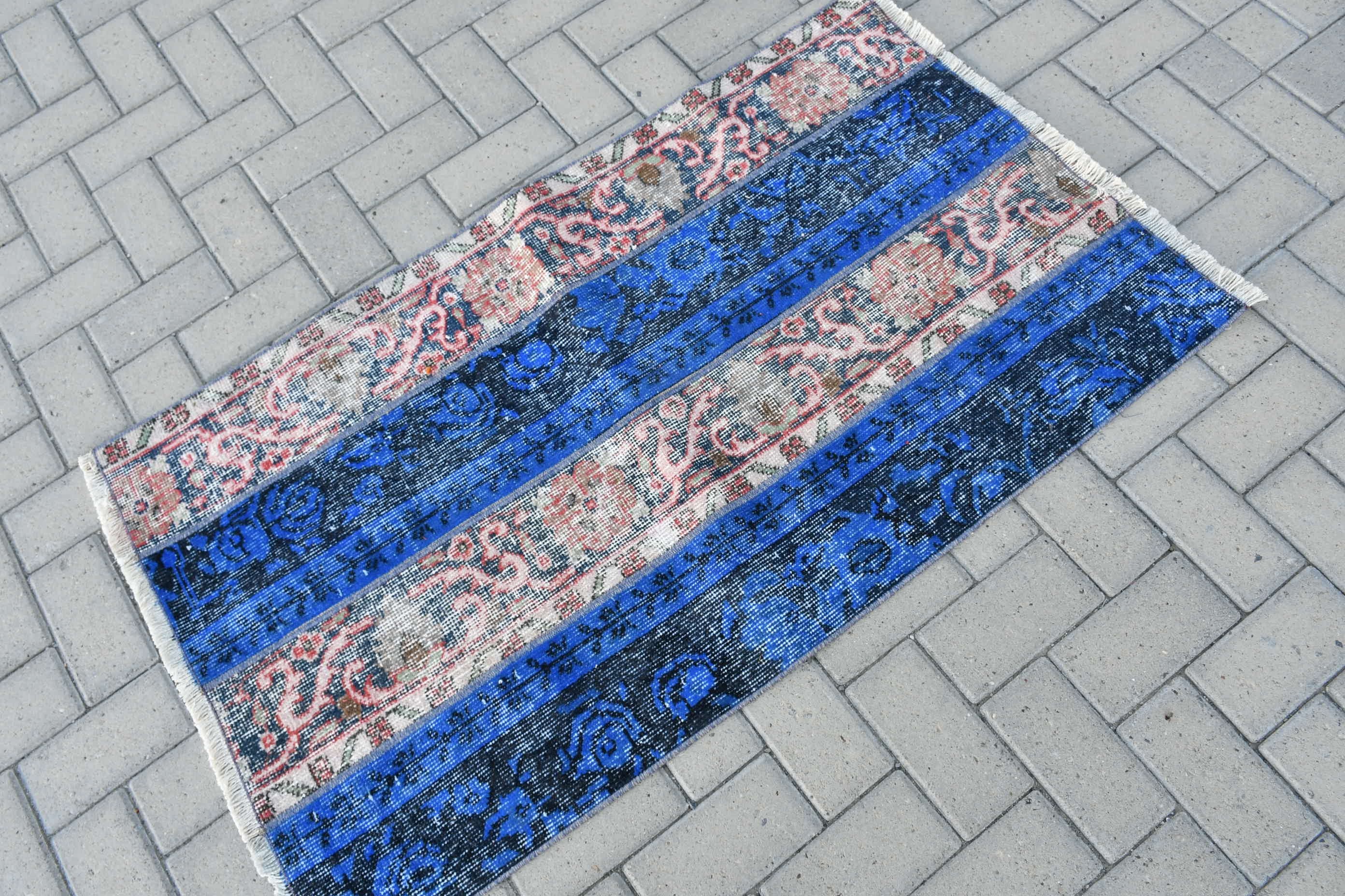 Rugs for Kitchen, Vintage Rugs, Turkish Rug, Floor Rug, Blue Kitchen Rug, Bedroom Rug, Art Rug, Door Mat Rugs, 2.5x4.3 ft Small Rug