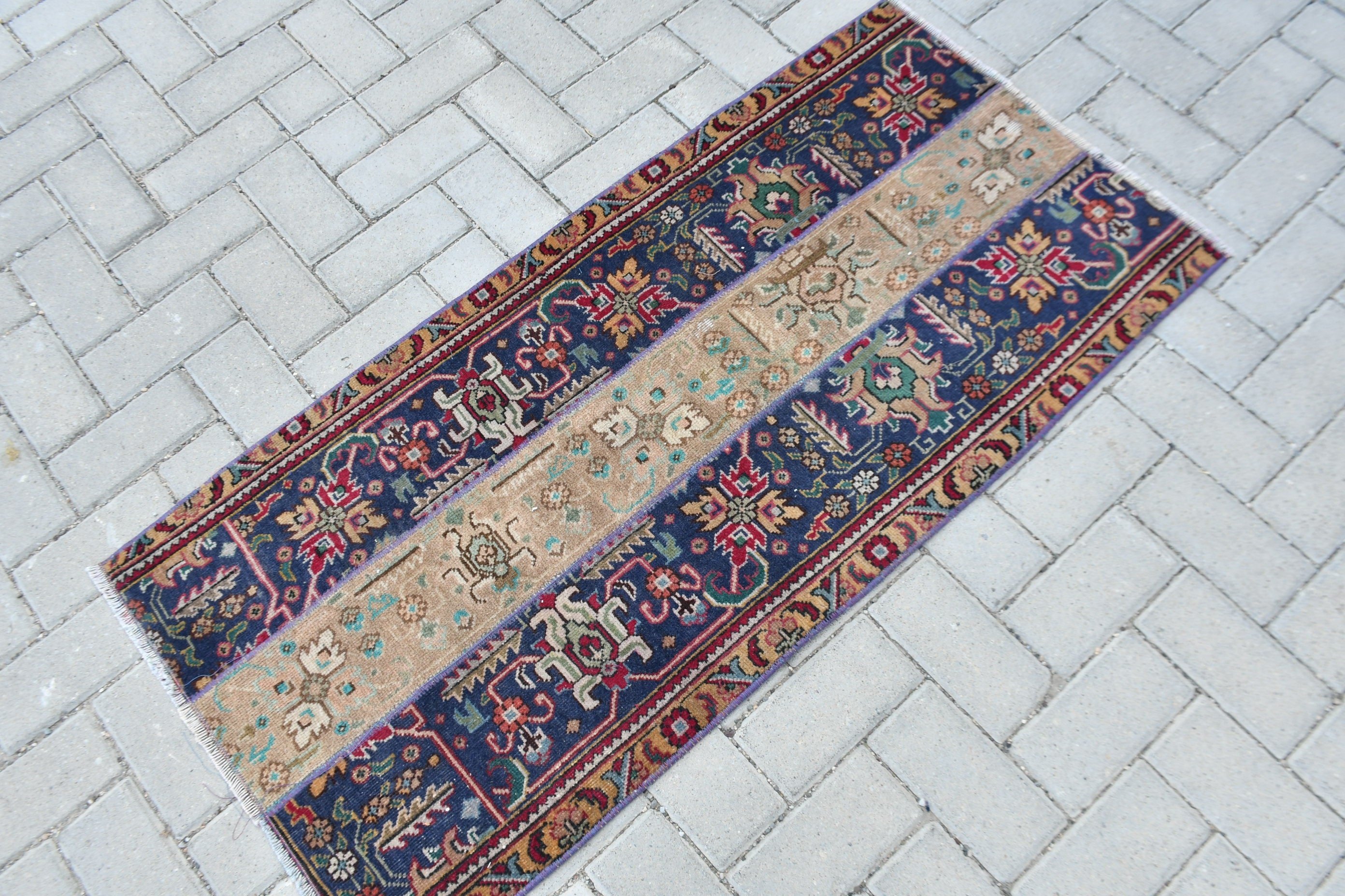 Wall Hanging Rug, Vintage Rug, Blue Kitchen Rug, Turkish Rugs, Moroccan Rug, Wool Rug, Rugs for Bathroom, 2x4.2 ft Small Rug, Nursery Rug