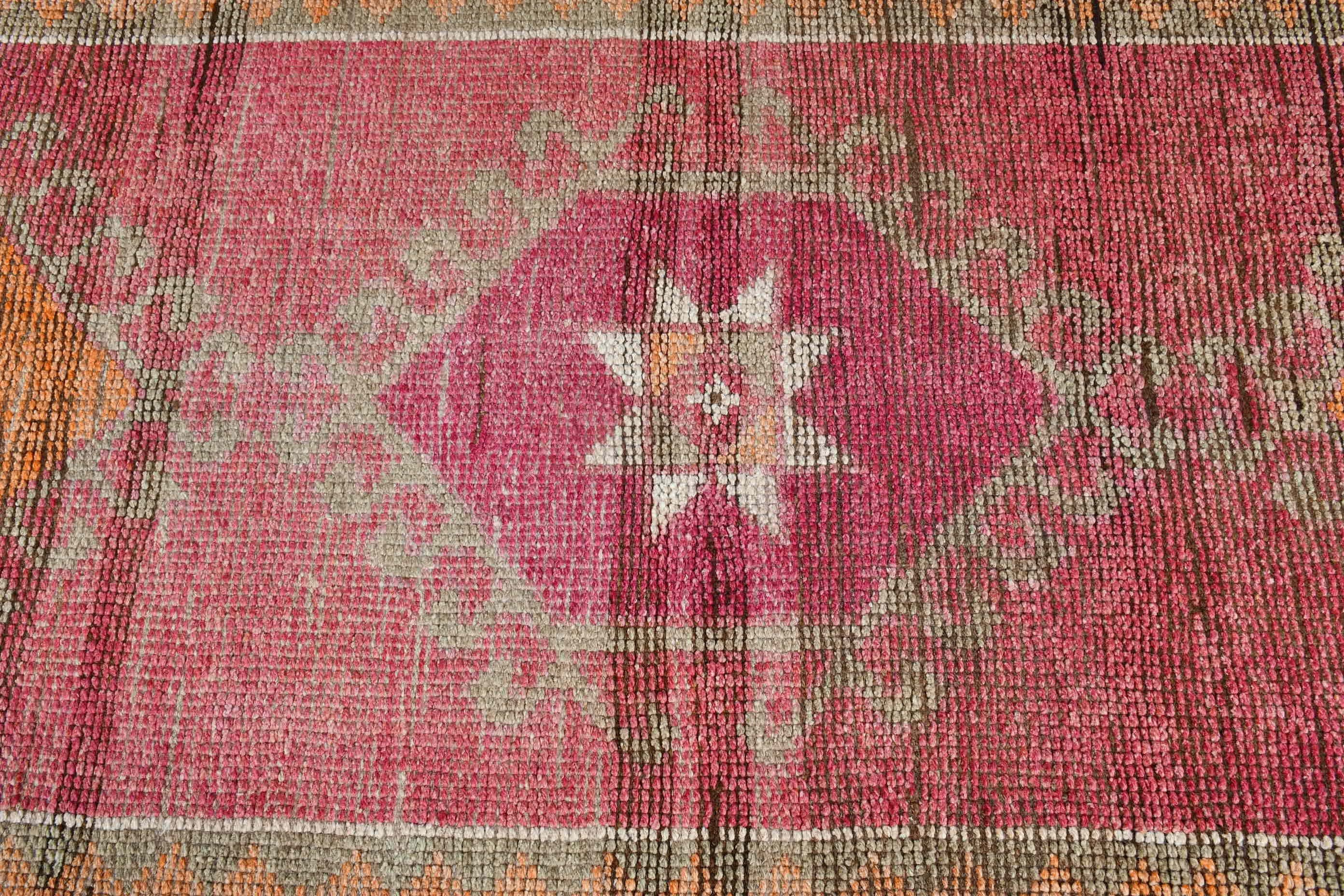 Anatolian Rug, Kitchen Rug, Vintage Rug, Hallway Rugs, Pink Oriental Rugs, 3.1x10.1 ft Runner Rug, Turkish Rugs, Rugs for Stair, Retro Rugs