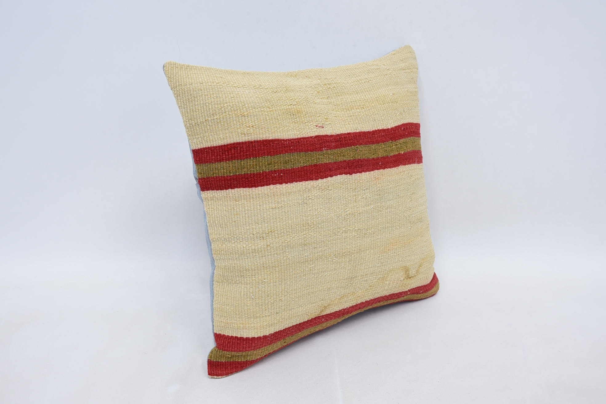 Hippie Throw Pillow Cover, Kilim Pillow, Gift Pillow, Turkish Kilim Pillow, Ethnic Pillow Cover Cushion Case, 16"x16" Beige Cushion Case