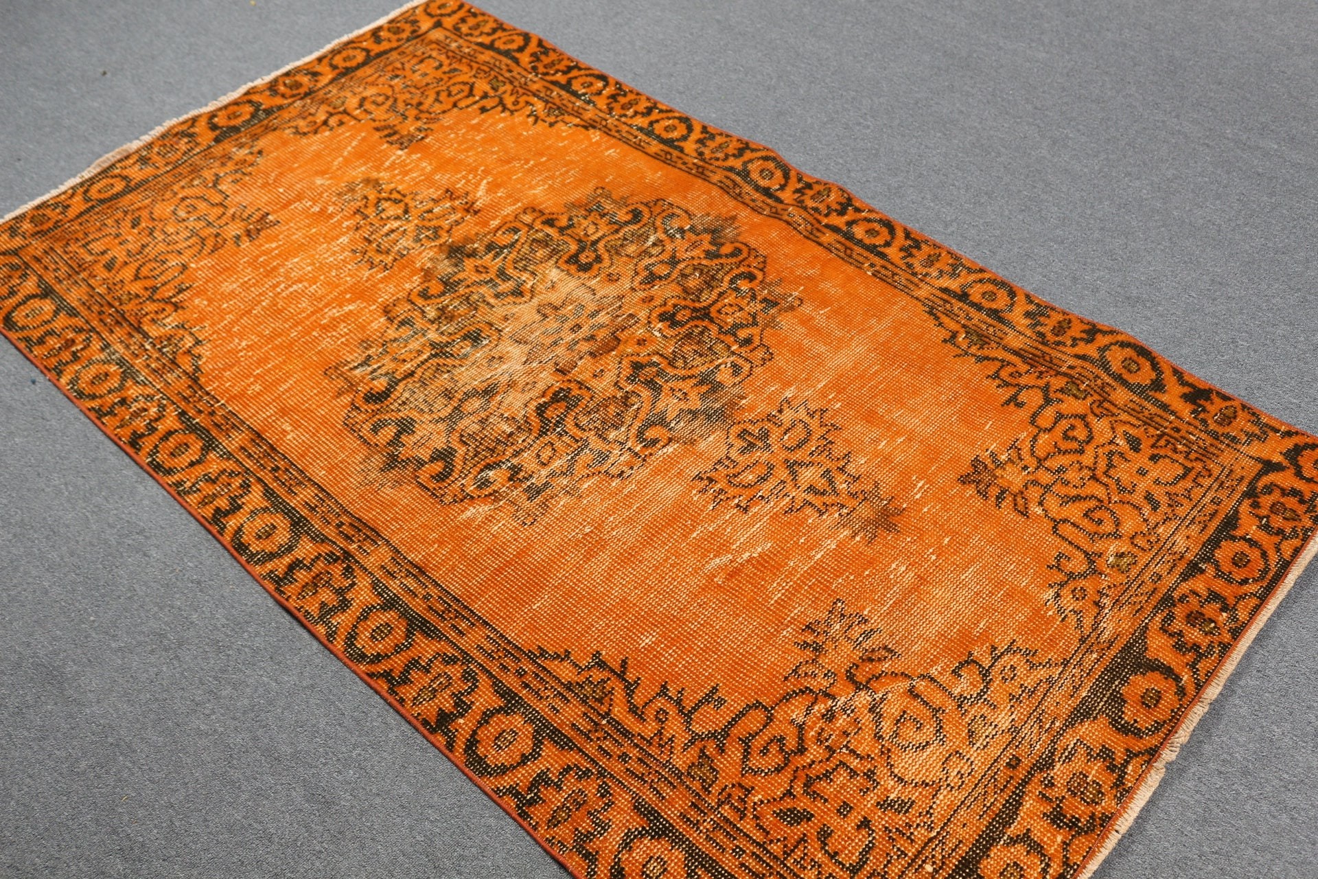 Retro Rug, Vintage Rug, Orange Home Decor Rug, Oushak Rug, Nursery Rug, Home Decor Rugs, Turkish Rug, Entry Rug, 3.7x6.4 ft Accent Rug