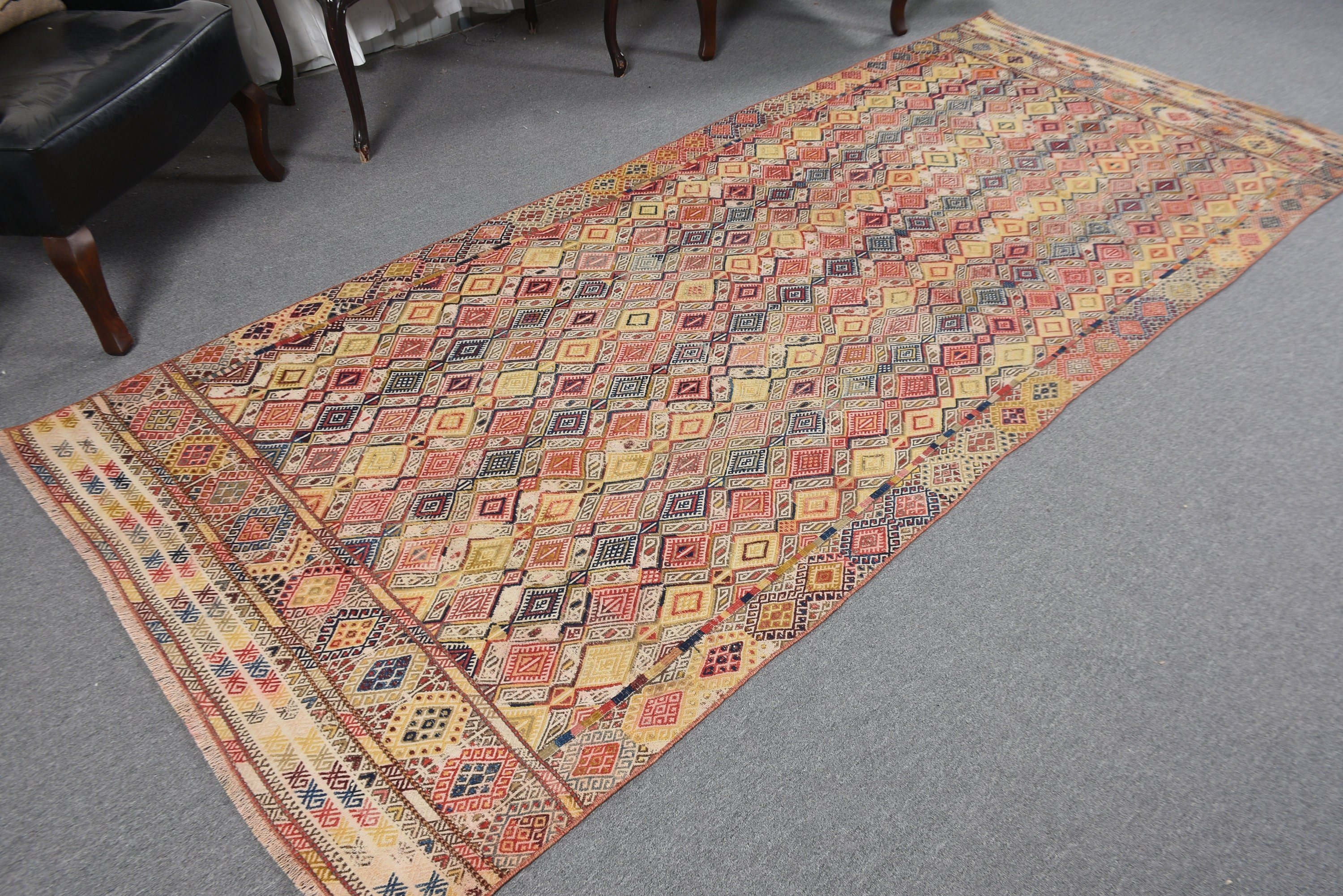 Kırmızı Antika Halılar, Büyük Oushak Halı, Vintage Halı, Lüks Halı, Türk Halıları, 4.3x10 ft Büyük Halılar, Anadolu Halıları, Salon Halısı, Oushak Halısı