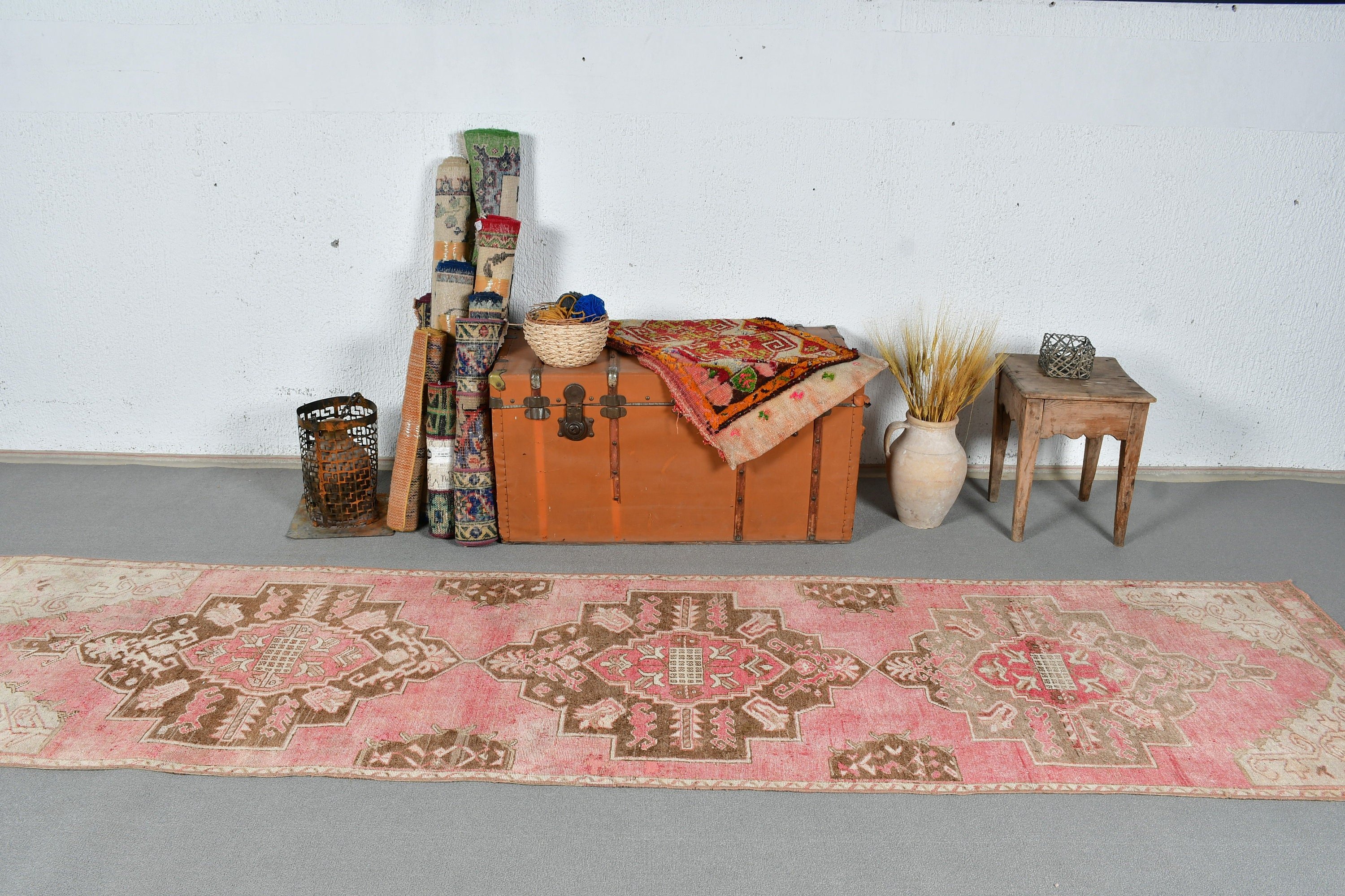 Pink Antique Rug, Corridor Rug, Floor Rug, Kitchen Rugs, Anatolian Rugs, 2.9x11.6 ft Runner Rugs, Wedding Rug, Vintage Rug, Turkish Rugs