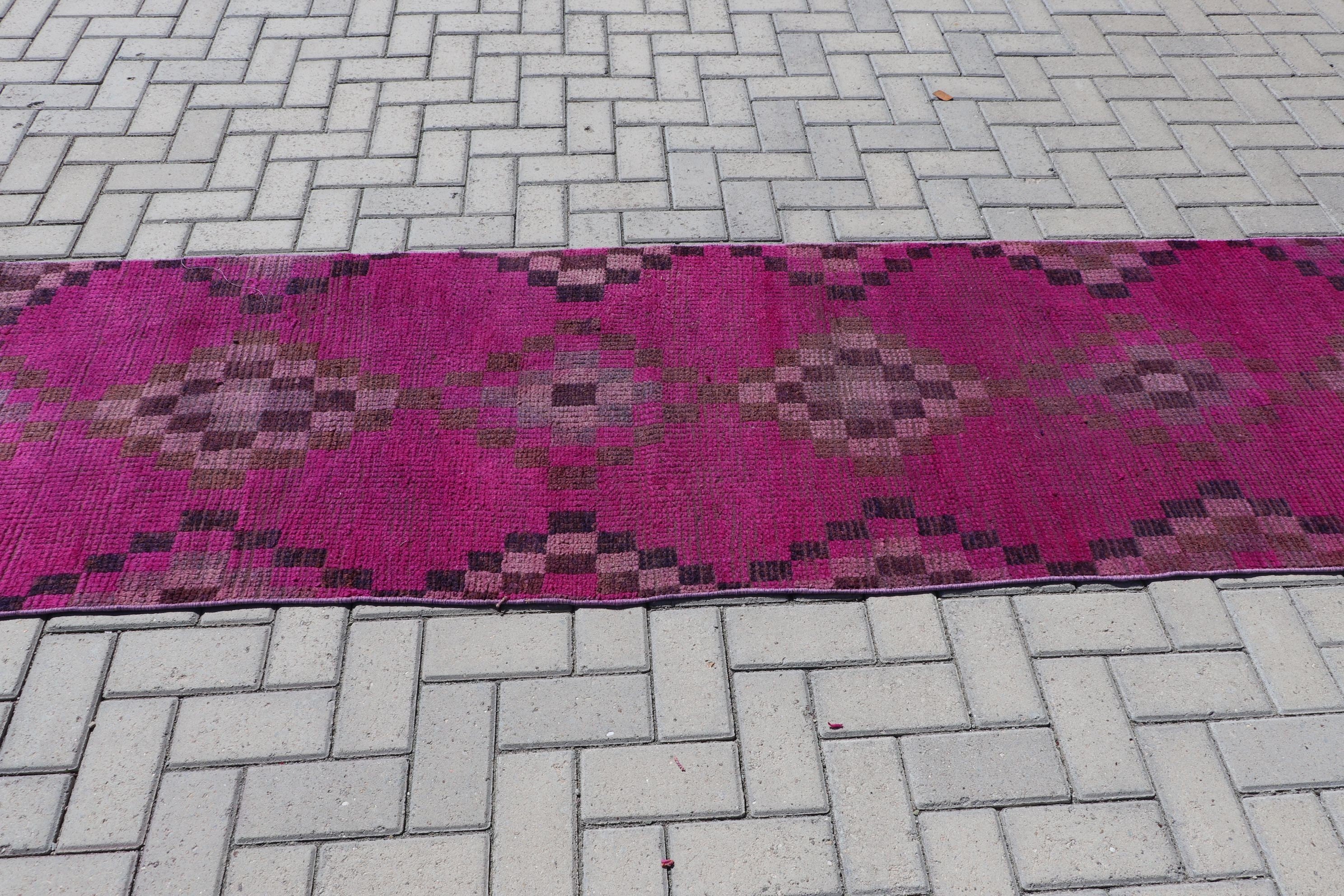 Kahverengi Antika Halı, 2.6x9.8 ft Koşucu Halısı, Kabile Halısı, Vintage Halı, Oryantal Halı, Türk Halısı, Merdiven Halıları, Koridor Halısı, Yatak Odası Halısı