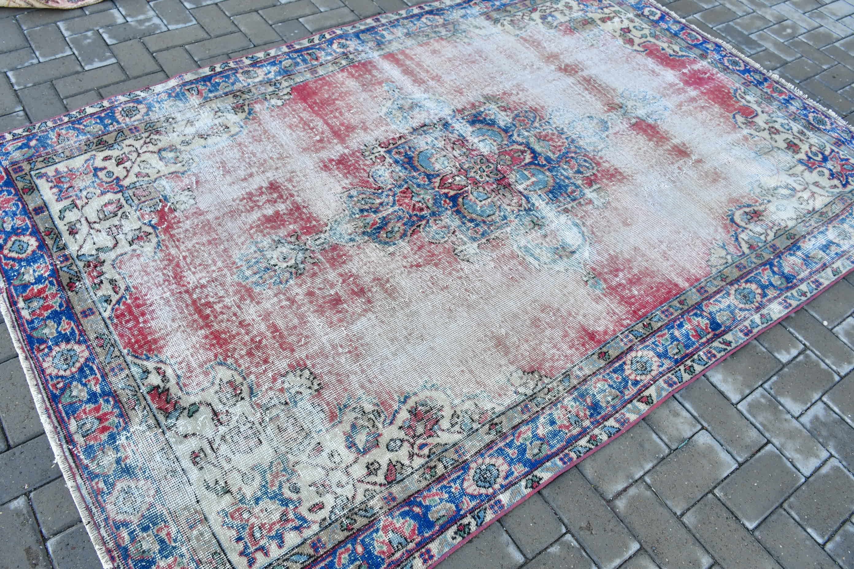 Vintage Rugs, Dining Room Rug, Moroccan Rug, Cool Rug, Aesthetic Rugs, 5.2x8.2 ft Large Rug, Red Floor Rugs, Living Room Rugs, Turkish Rugs