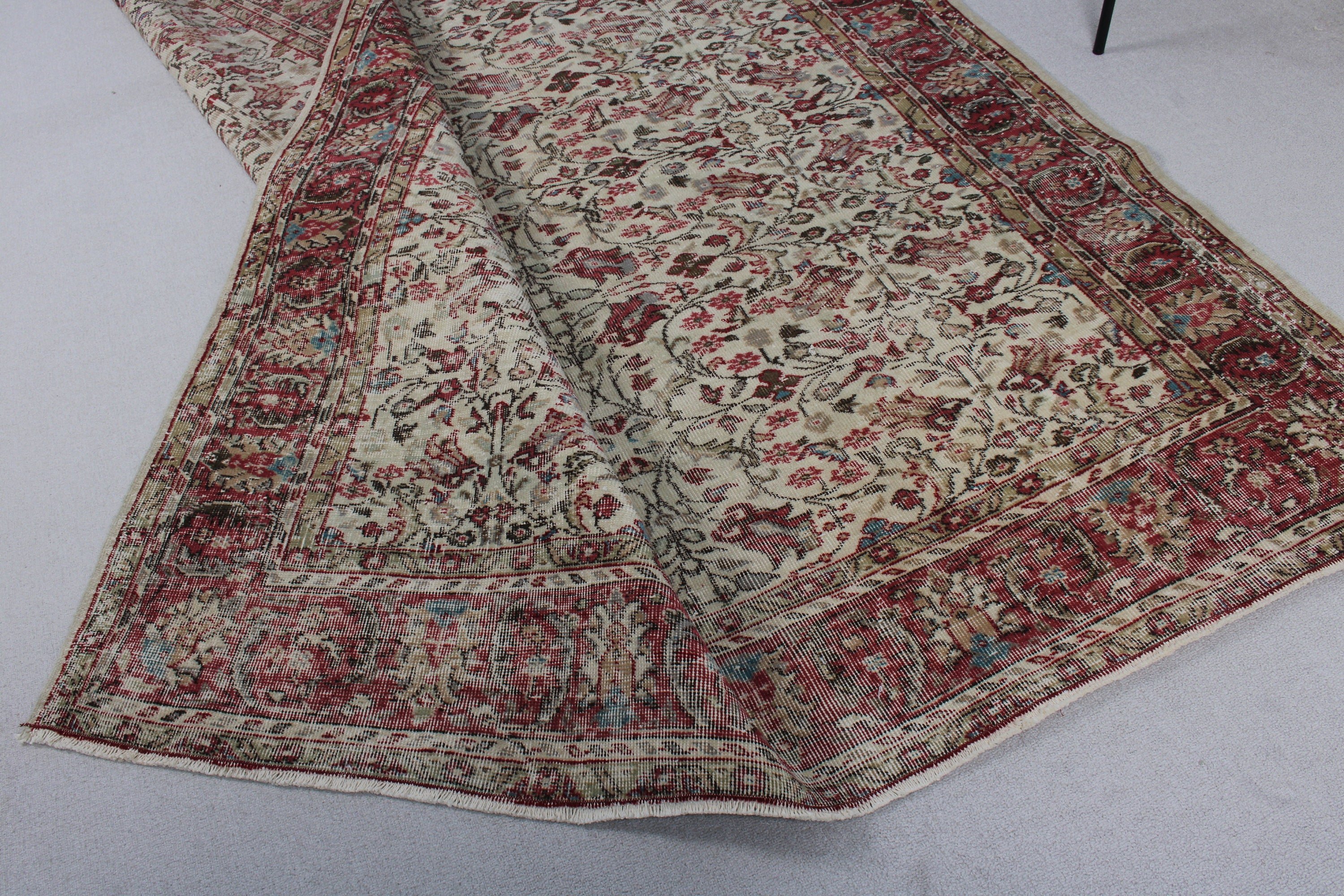 Oturma Odası Halıları, 5.7x9.4 ft Büyük Halı, Anadolu Halıları, Büyük Vintage Halı, Bej Lüks Halılar, Vintage Halılar, Oushak Halısı, Türk Halısı