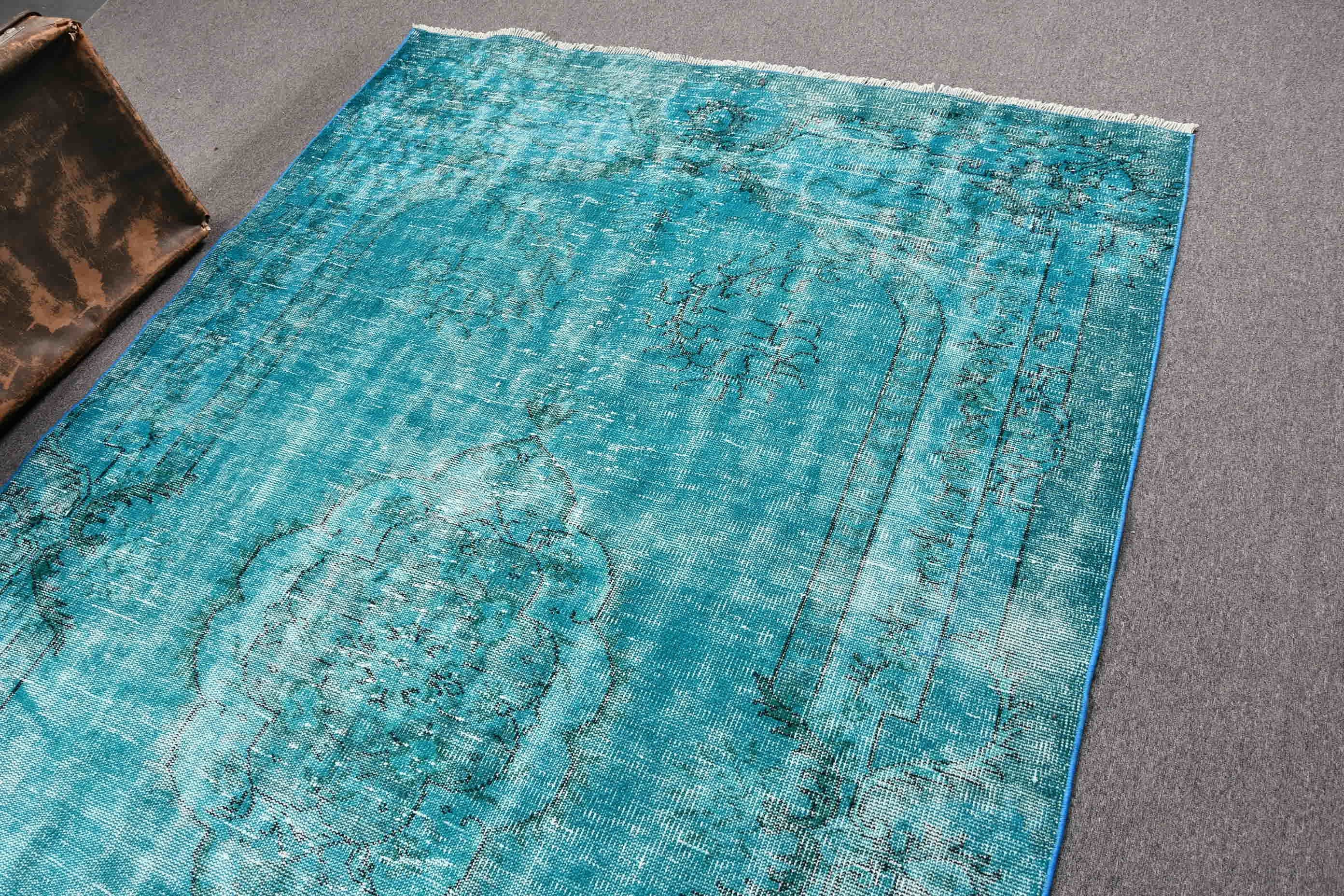 Salon Rug, Vintage Rug, Oriental Rug, 5.6x9.3 ft Large Rug, Rugs for Living Room, Blue Anatolian Rugs, Turkish Rug, Bedroom Rug, Wool Rugs