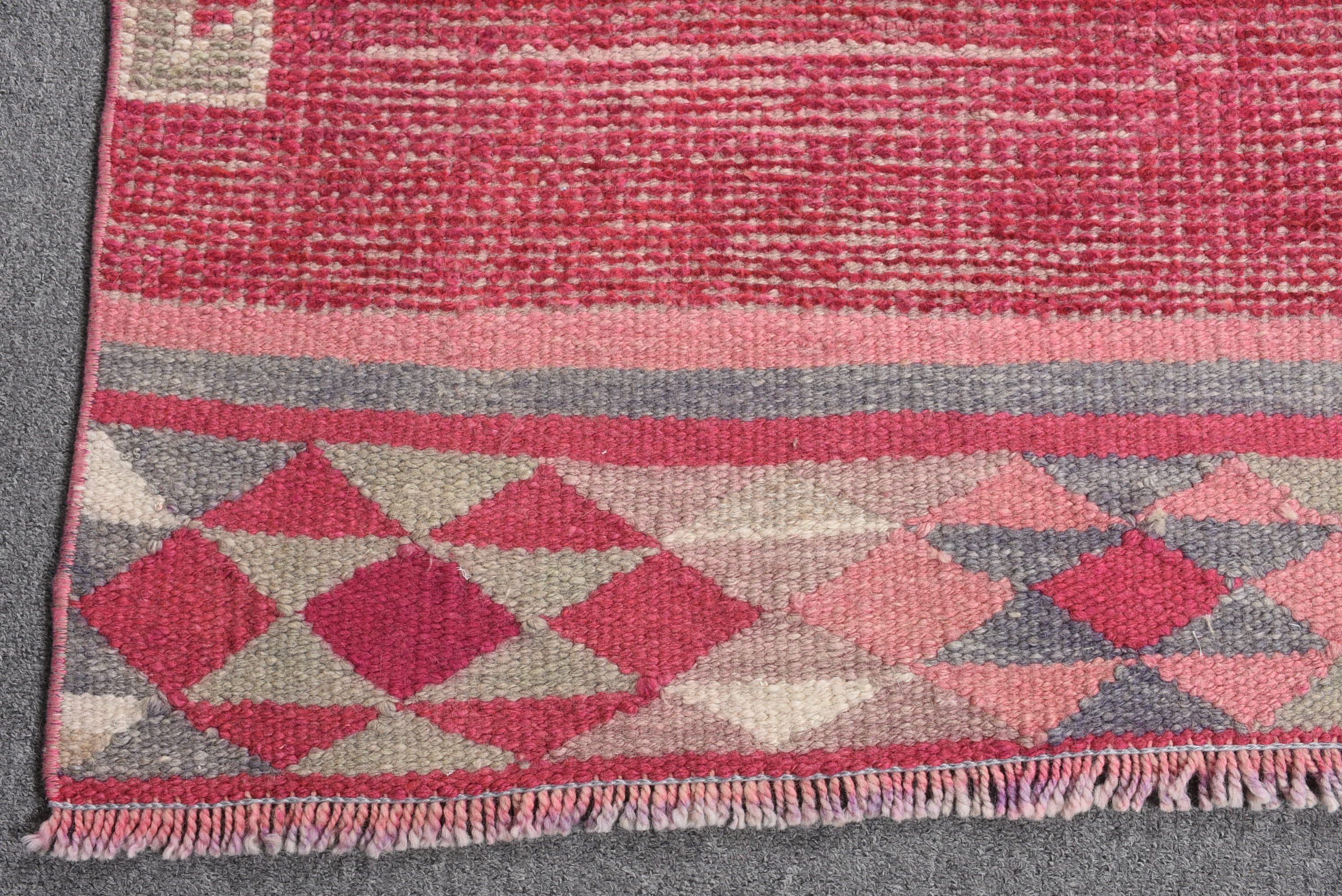 Pink Oushak Rug, Kitchen Rug, Vintage Rugs, Bedroom Rugs, 2.7x11 ft Runner Rug, Rugs for Corridor, Turkish Rugs, Hallway Rug