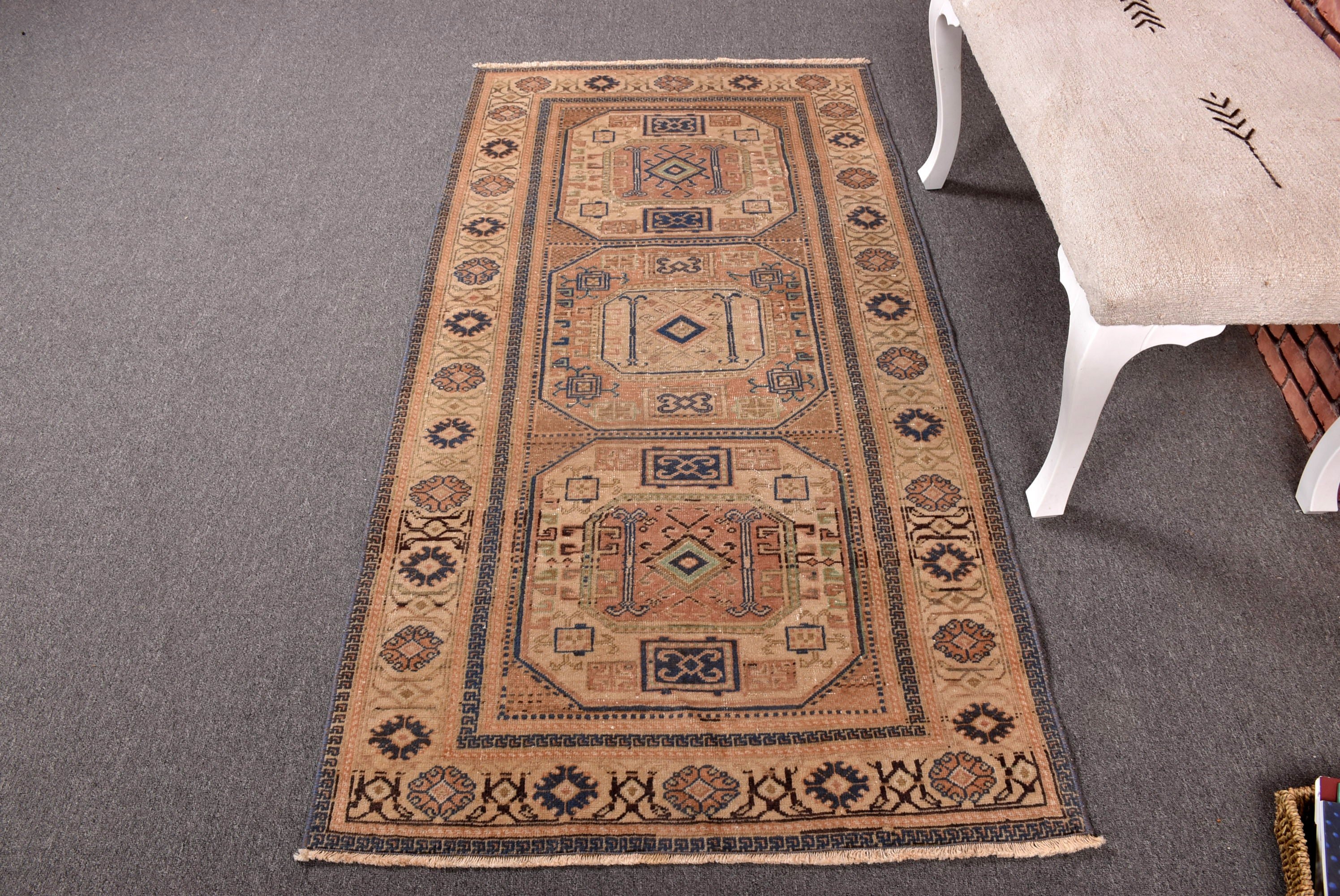 Yatak Odası Halısı, Vintage Halı, 3x5.9 ft Accent Halı, Turuncu Yün Halılar, Türk Halısı, Etnik Halı, Çocuk Halıları, Boho Vurgulu Halılar, Fas Halıları