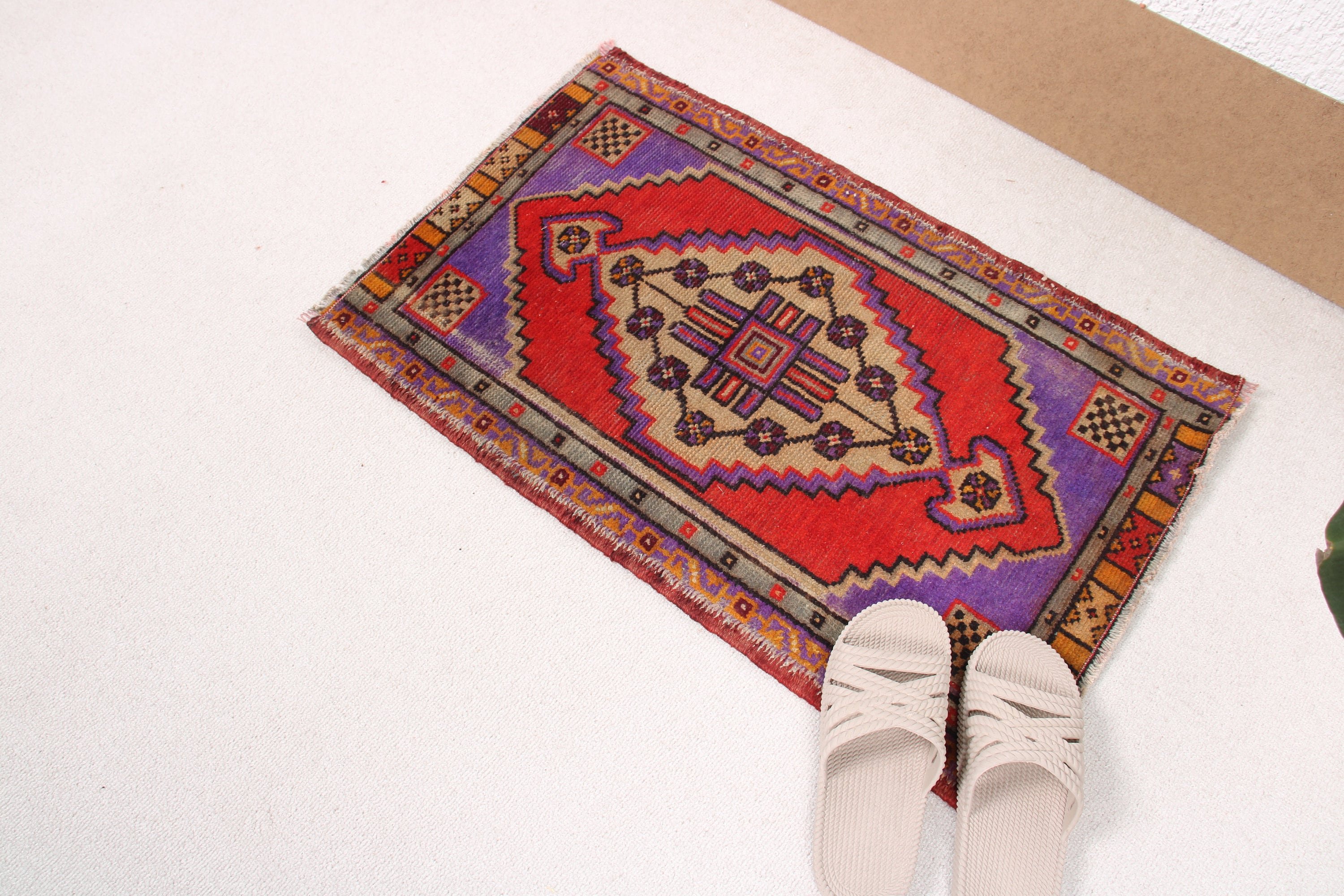 Anatolian Rug, Door Mat Rug, Vintage Rug, Turkish Rugs, Red Handwoven Rugs, Wool Rug, Small Area Rugs, 1.6x2.5 ft Small Rug, Office Rug