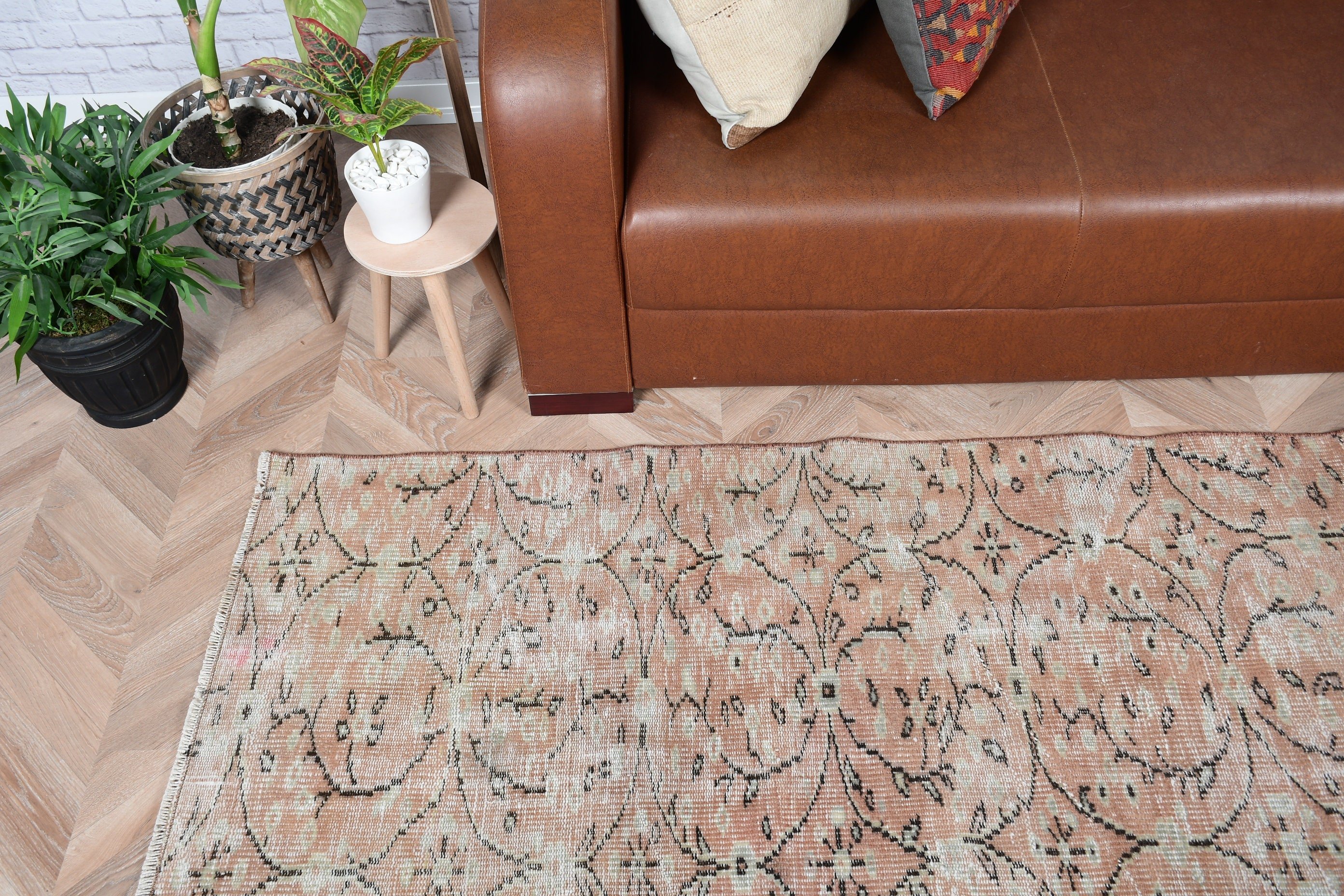 Oushak Rug, Turkish Rugs, 3x7.5 ft Runner Rug, Rugs for Stair, Beige Kitchen Rug, Vintage Rugs, Hallway Rug, Kitchen Rugs, Corridor Rug
