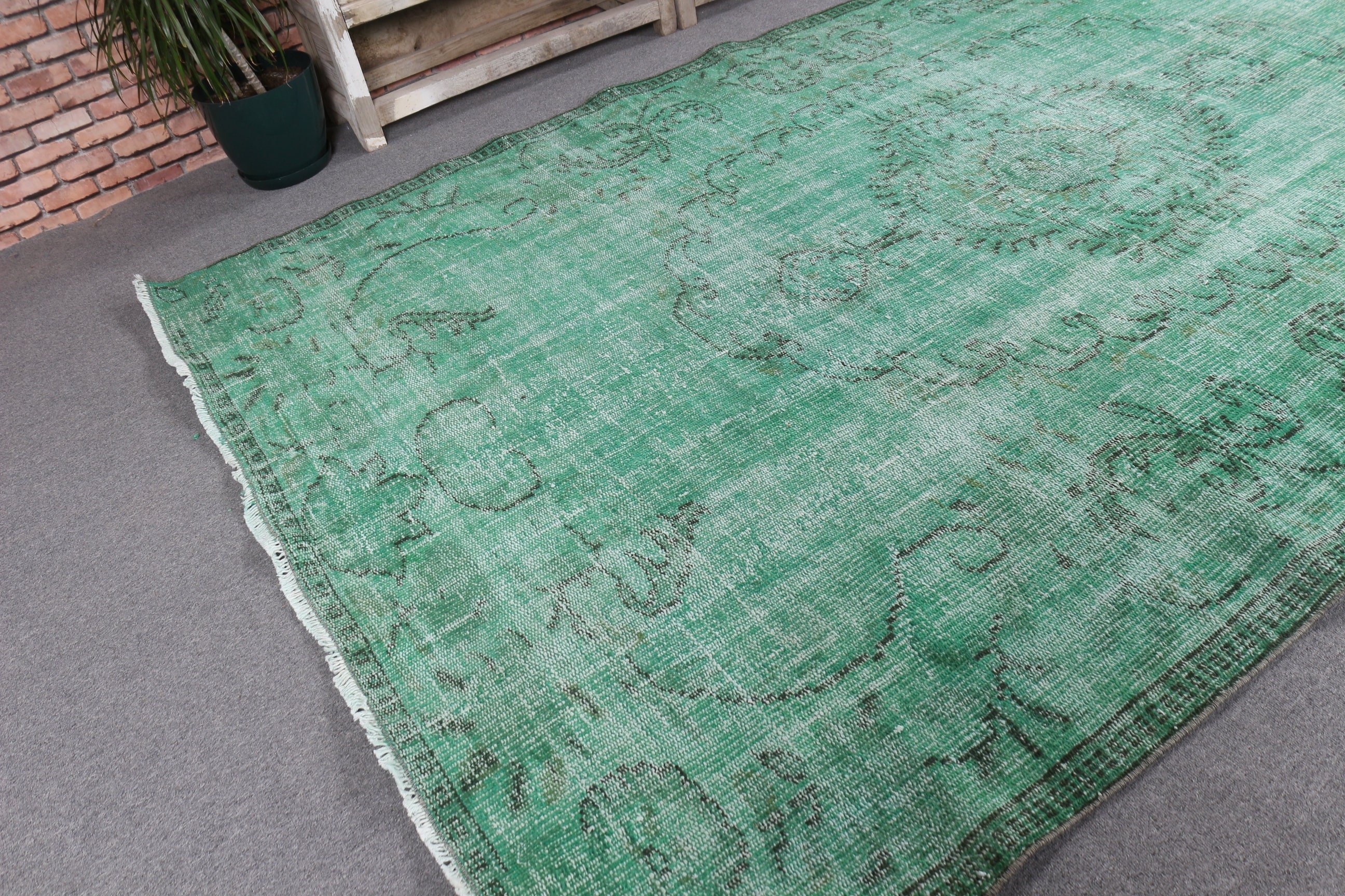 Large Boho Rugs, Vintage Rugs, Large Vintage Rug, Neutral Rugs, Turkish Rugs, 5.6x9 ft Large Rug, Green Home Decor Rug