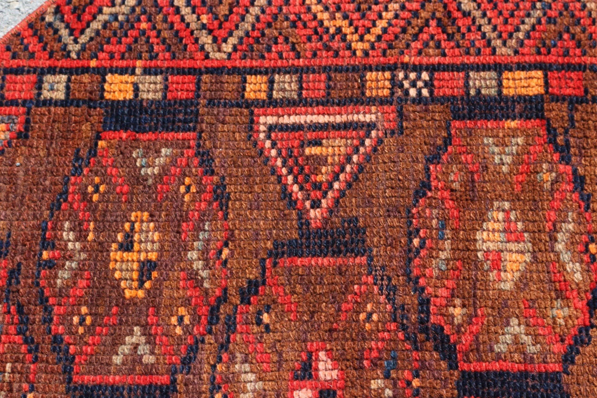 Wool Rug, Red Oriental Rug, 2.8x2.8 ft Small Rug, Kitchen Rug, Turkish Rug, Rugs for Nursery, Bathroom Rug, Oushak Rug, Vintage Rug