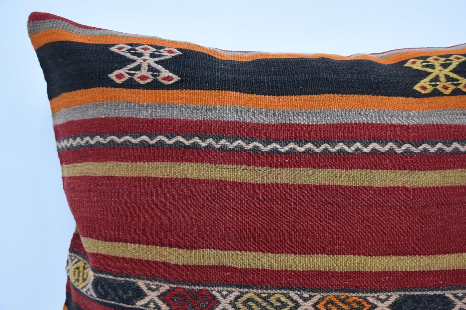 Throw Kilim Pillow, Kilim Cushion Sham, Turkish Kilim Pillow, Accent Cushion Case, 28"x28" Red Cushion Cover