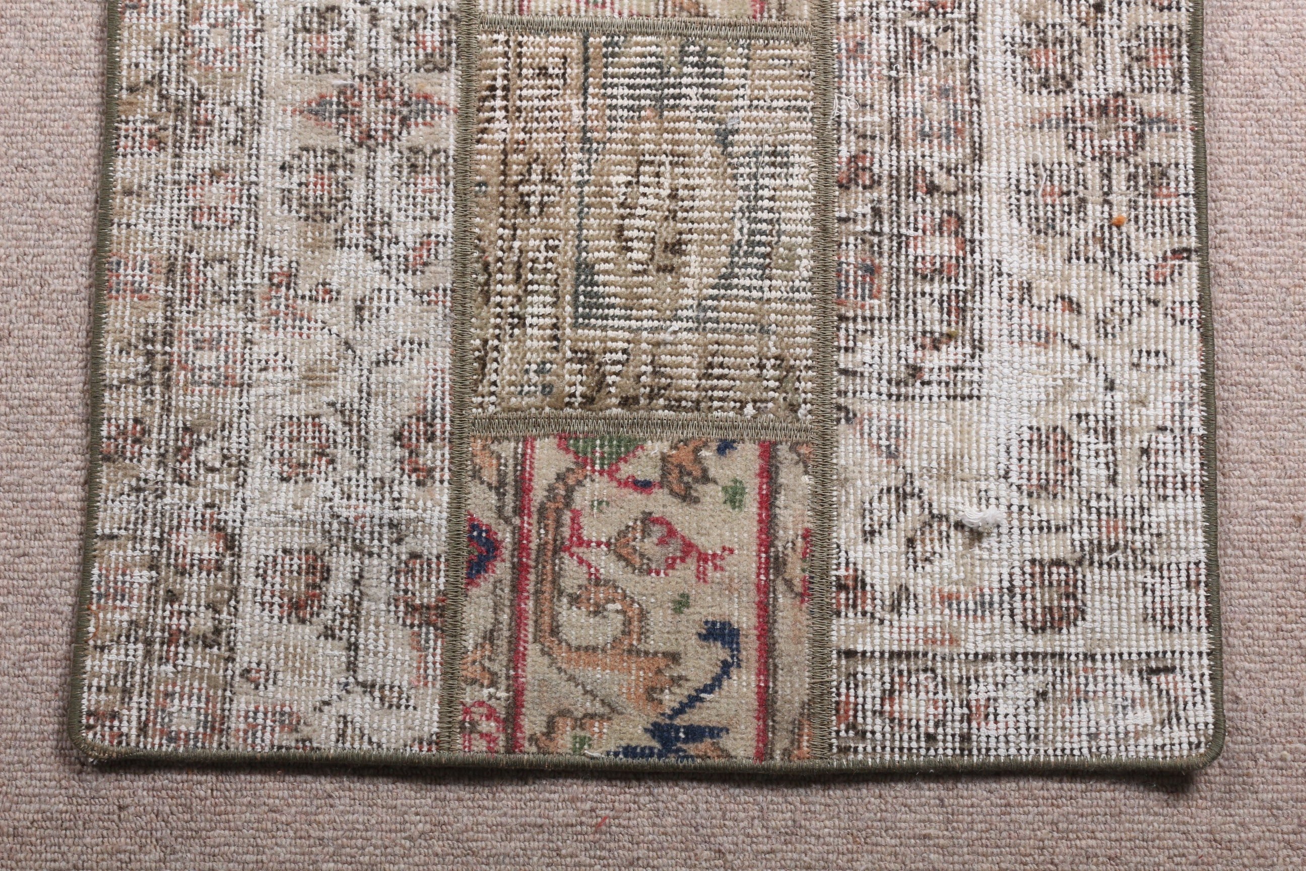 Door Mat Rug, Nursery Rugs, Beige Antique Rug, Turkish Rugs, Home Decor Rug, 1.9x3.9 ft Small Rug, Aesthetic Rug, Vintage Rug