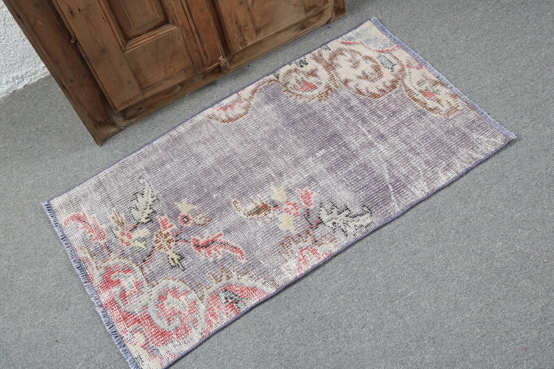 Oushak Rugs, 2x3.5 ft Small Rug, Bathroom Rug, Vintage Rugs, Handmade Rug, Turkish Rugs, Moroccan Rugs, Purple Modern Rug, Bedroom Rugs